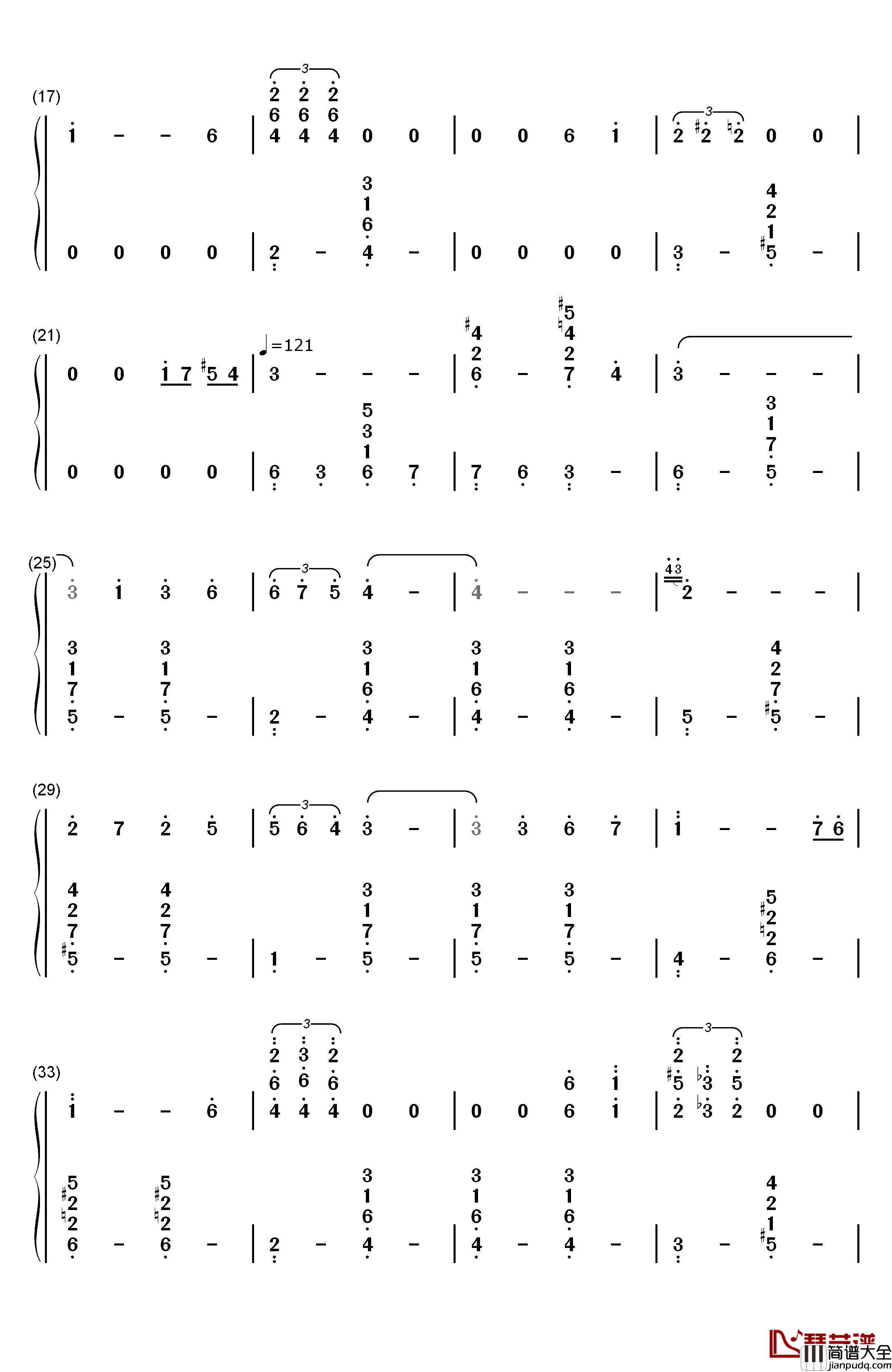 Ballade钢琴简谱_数字双手_久石让
