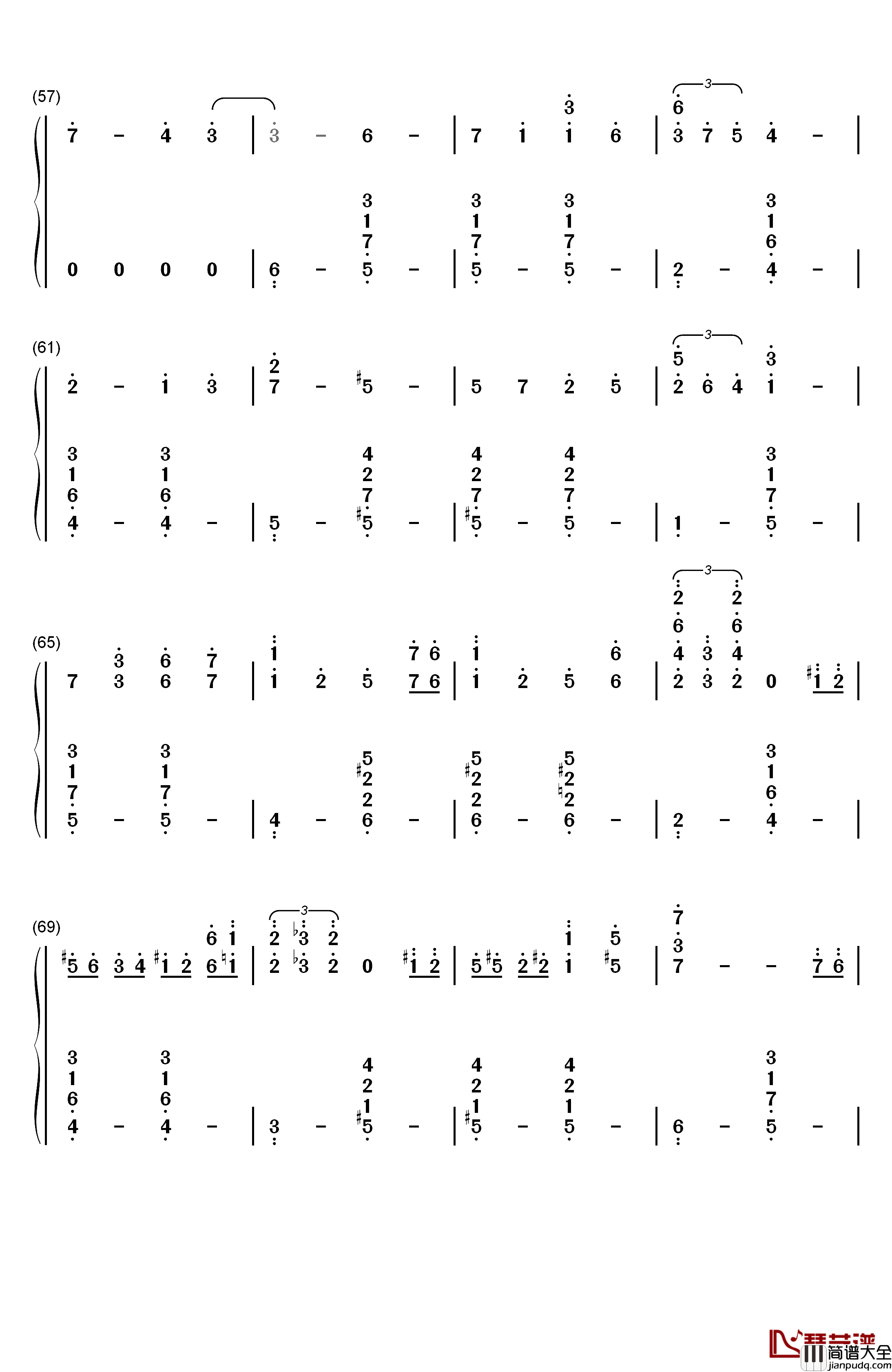 Ballade钢琴简谱_数字双手_久石让