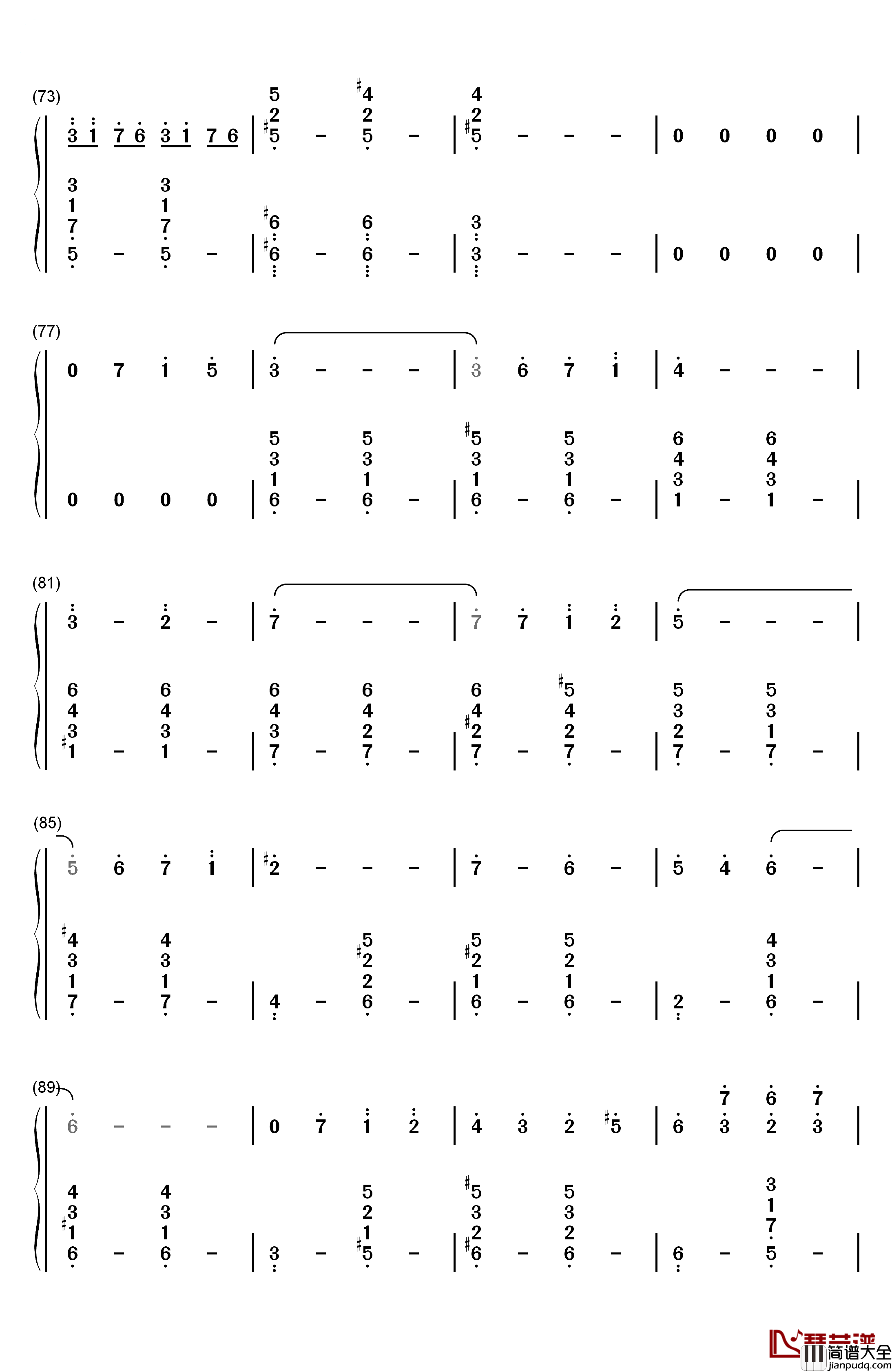 Ballade钢琴简谱_数字双手_久石让