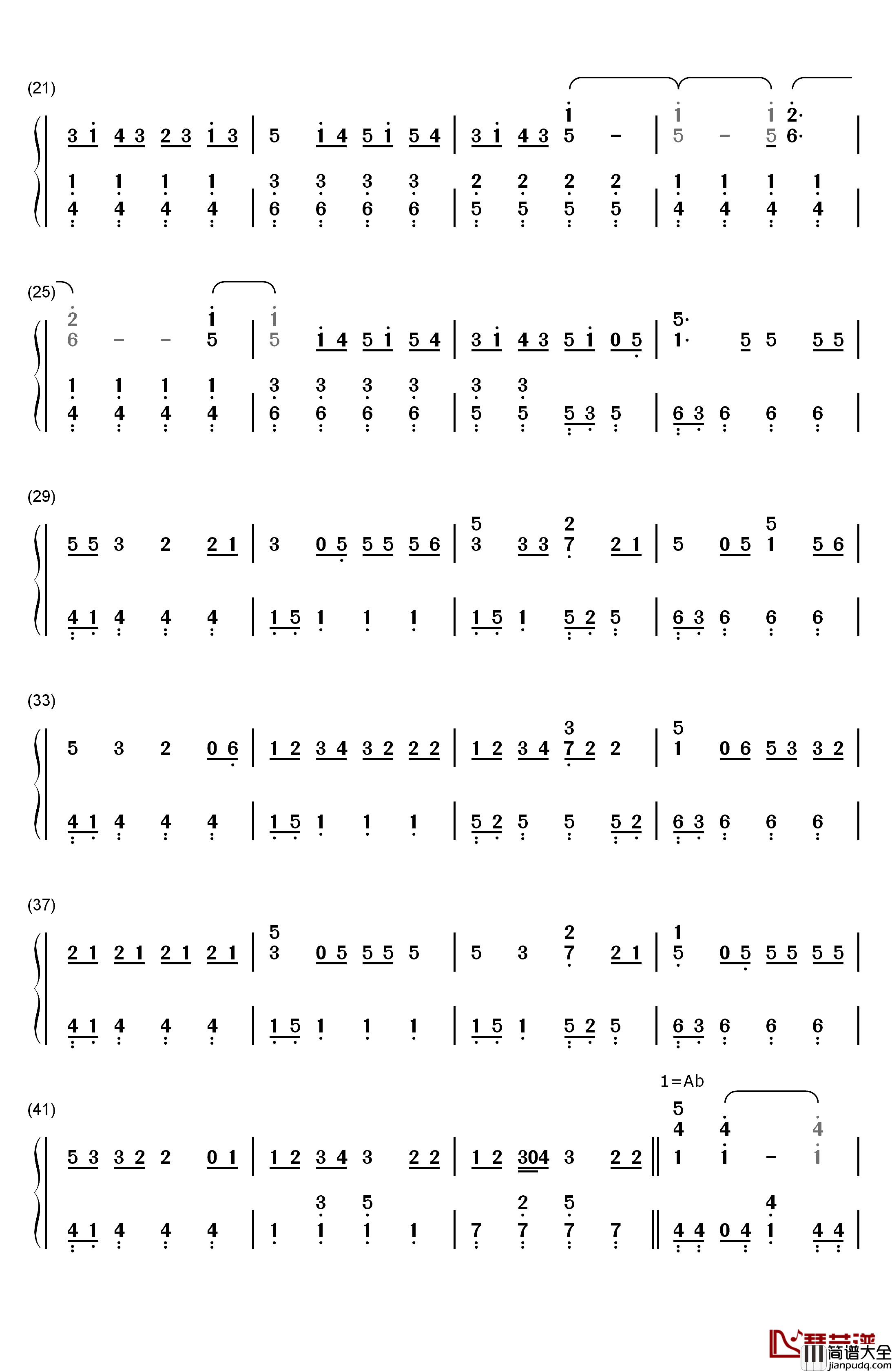 梦灯笼钢琴简谱_数字双手_RADWIMPS