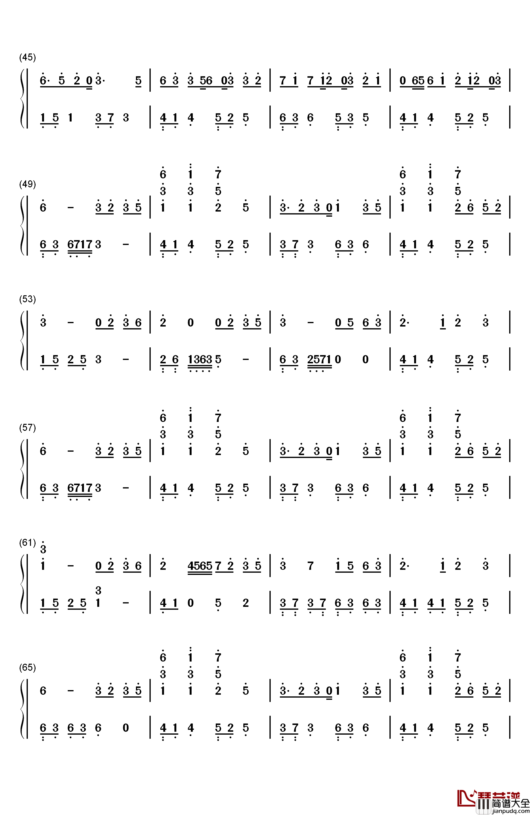 泸沽寻梦钢琴简谱_数字双手_银临