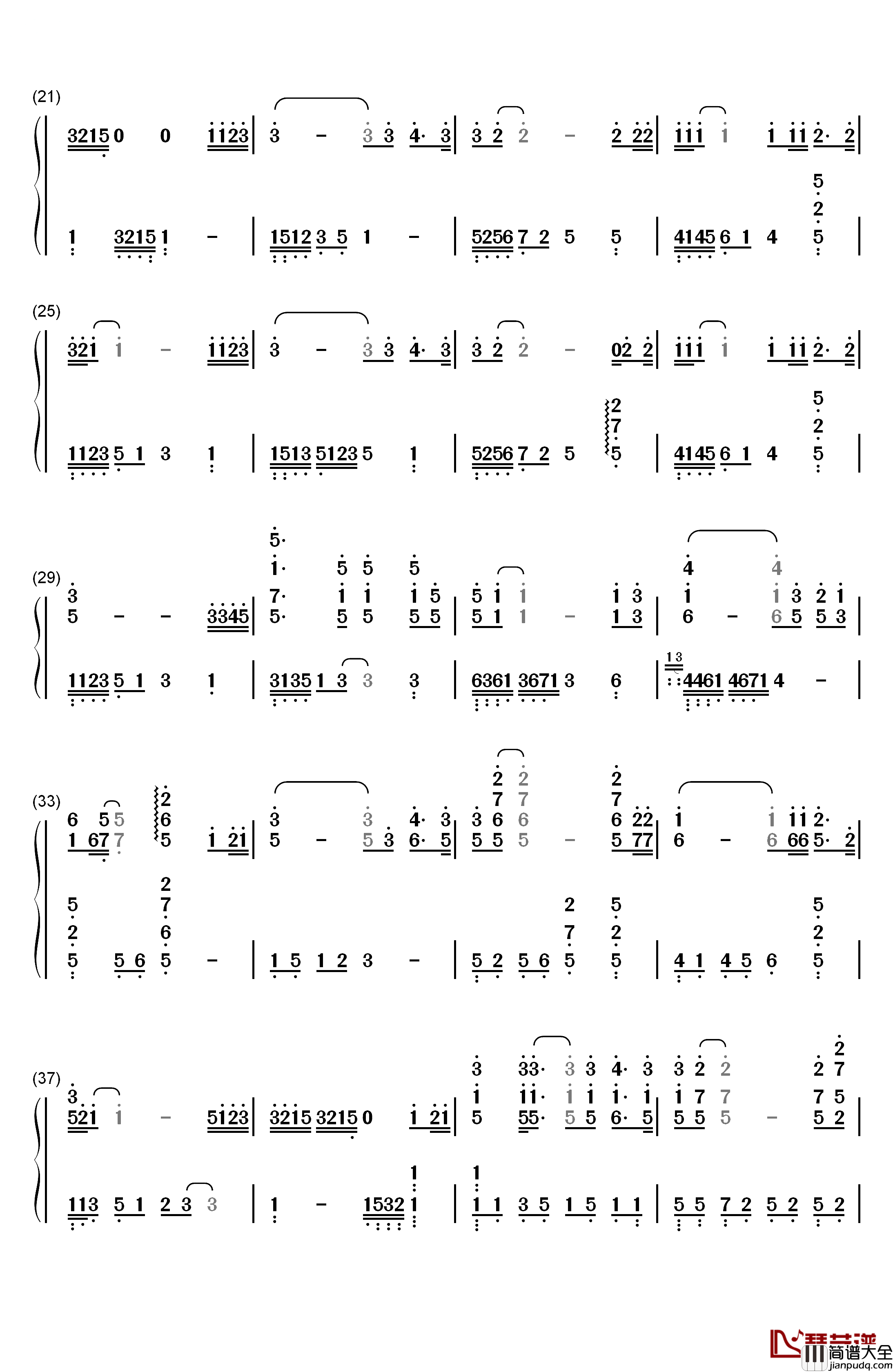 爱是花你是种子钢琴简谱_数字双手_北村春美_宫崎骏