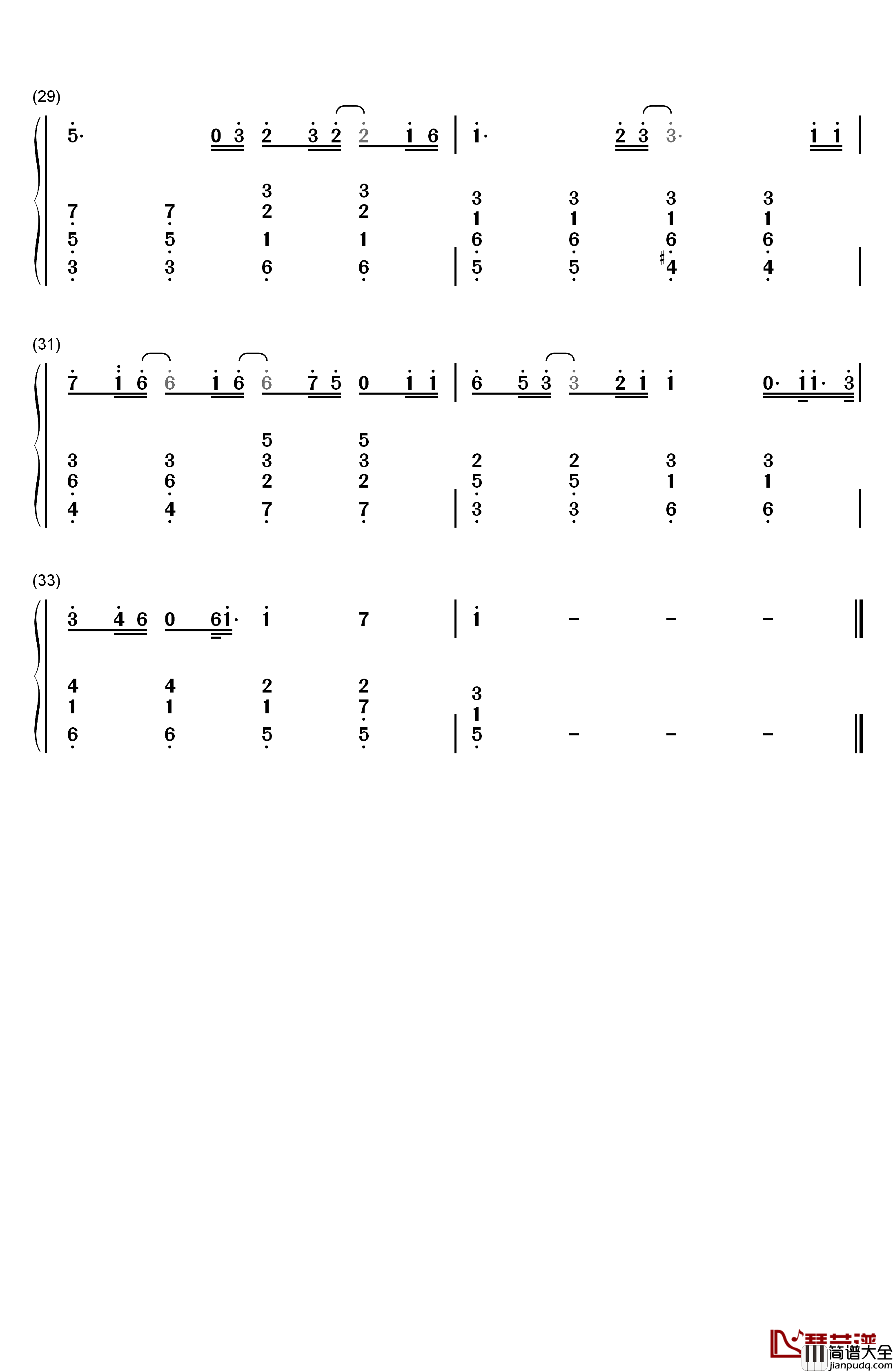 小棉袄钢琴简谱_数字双手_王俊凯