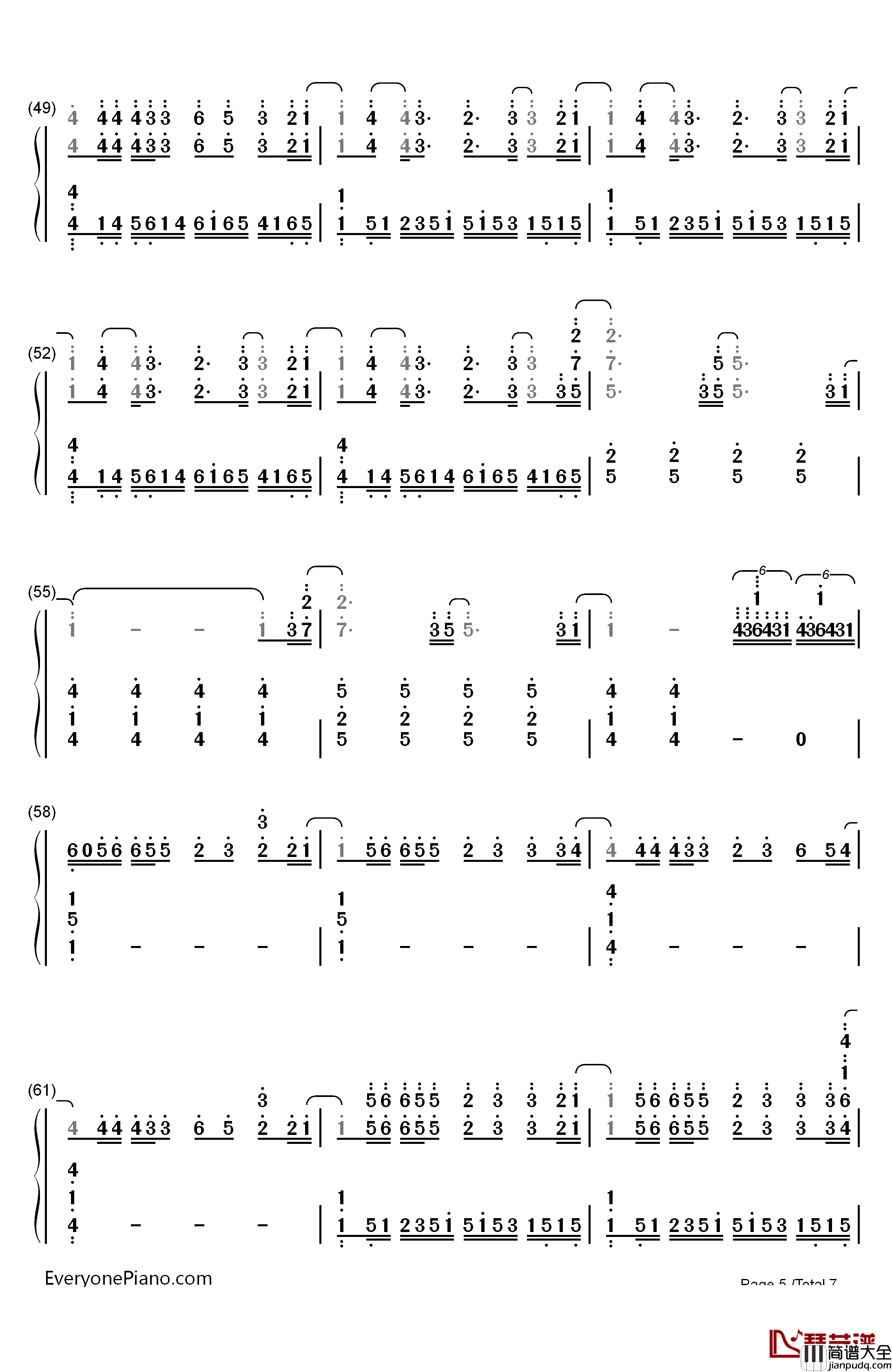 Steal_My_Girl钢琴简谱_数字双手_One_Direction