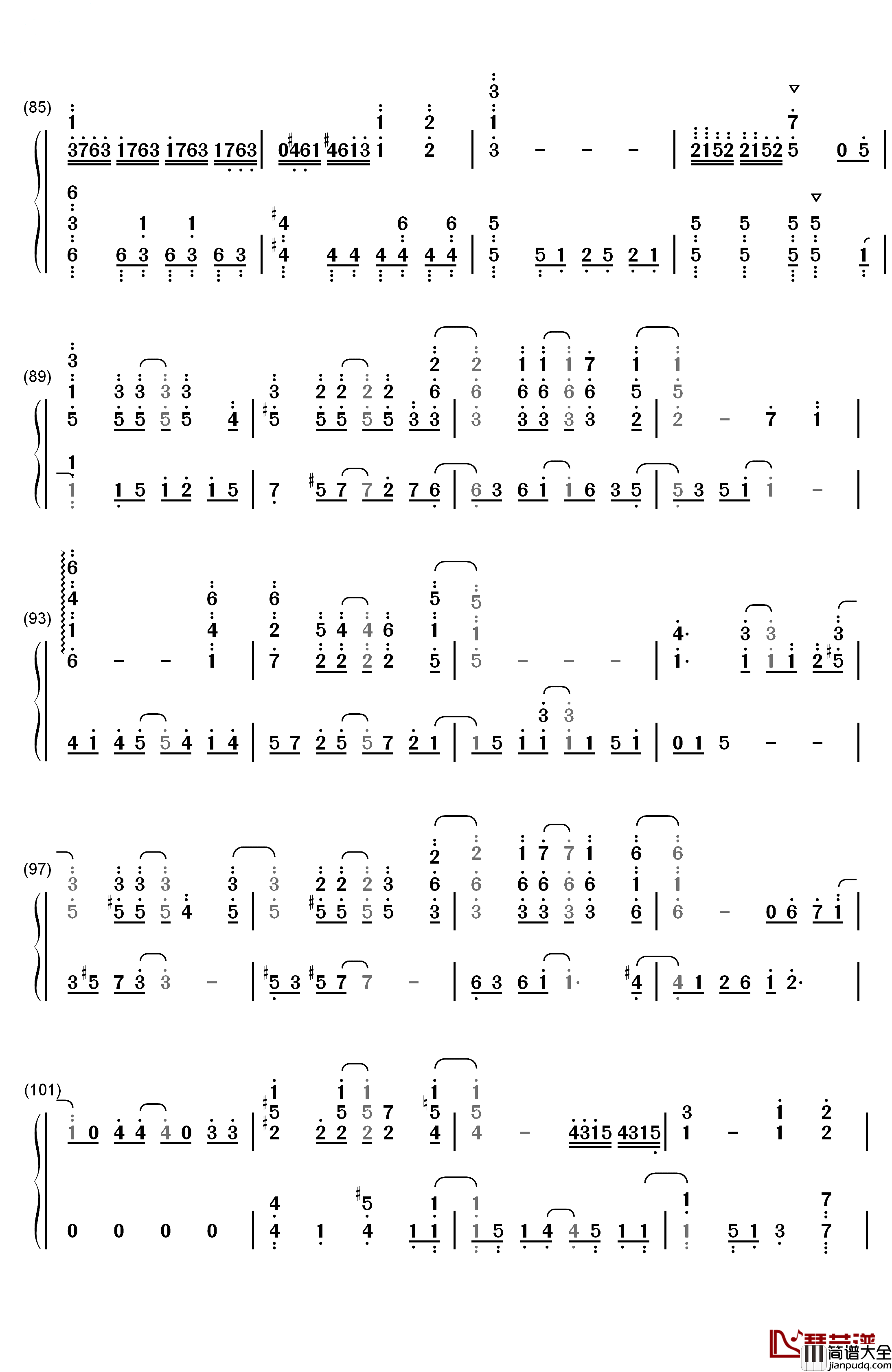地球最后の告白を钢琴简谱_数字双手_GUMI