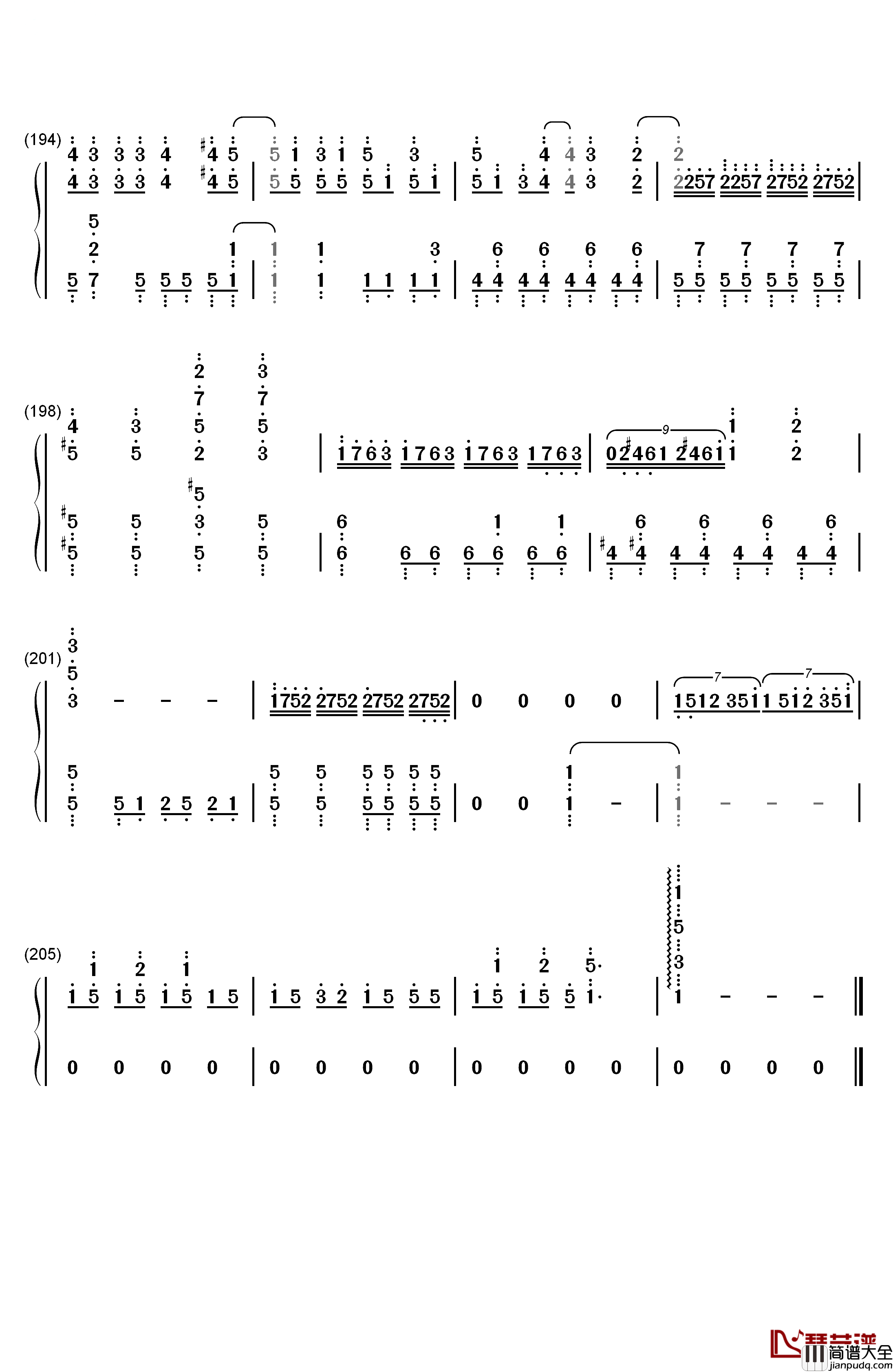 地球最后の告白を钢琴简谱_数字双手_GUMI