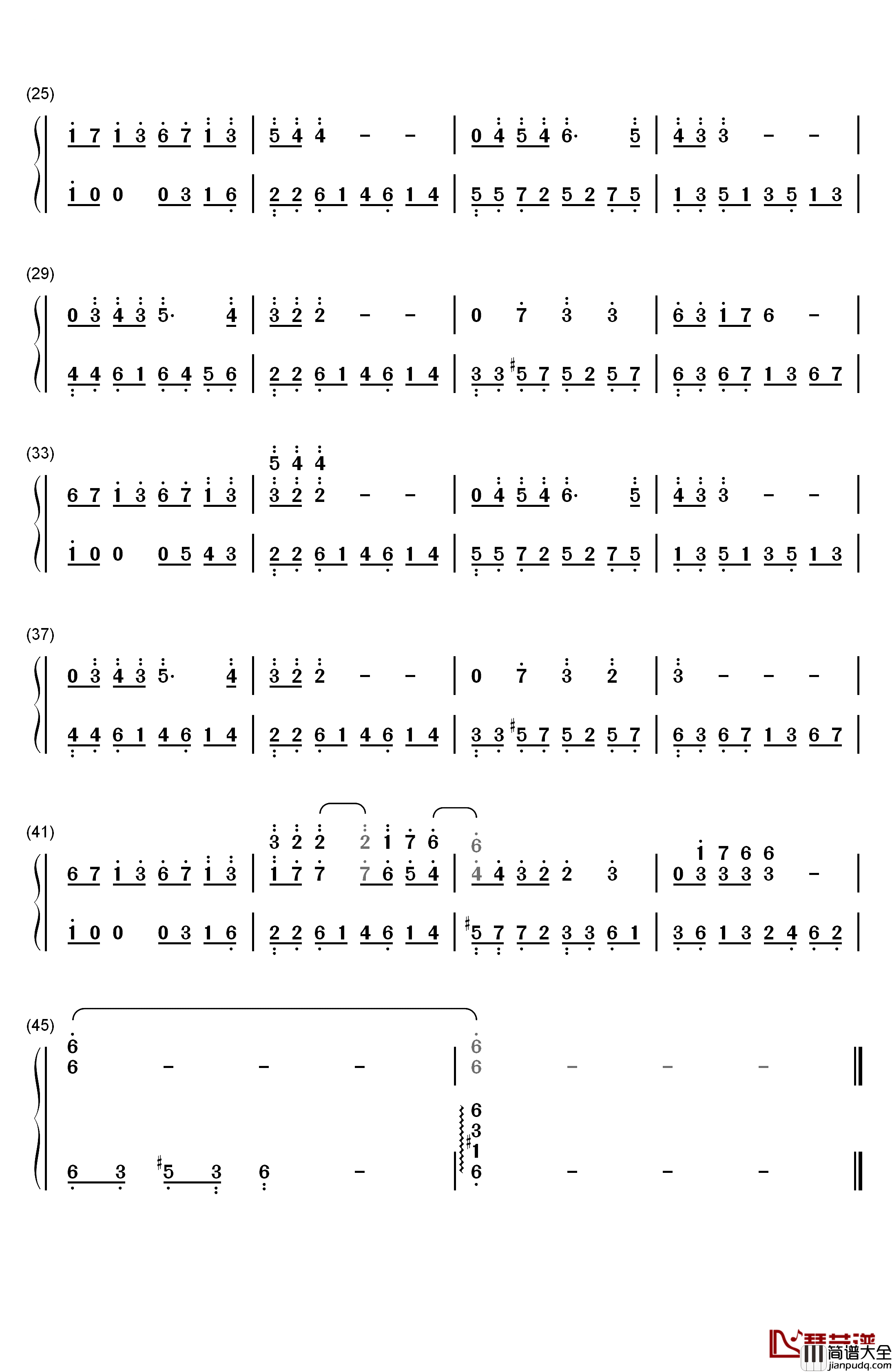 乡愁钢琴简谱_数字双手_理查德克莱德曼