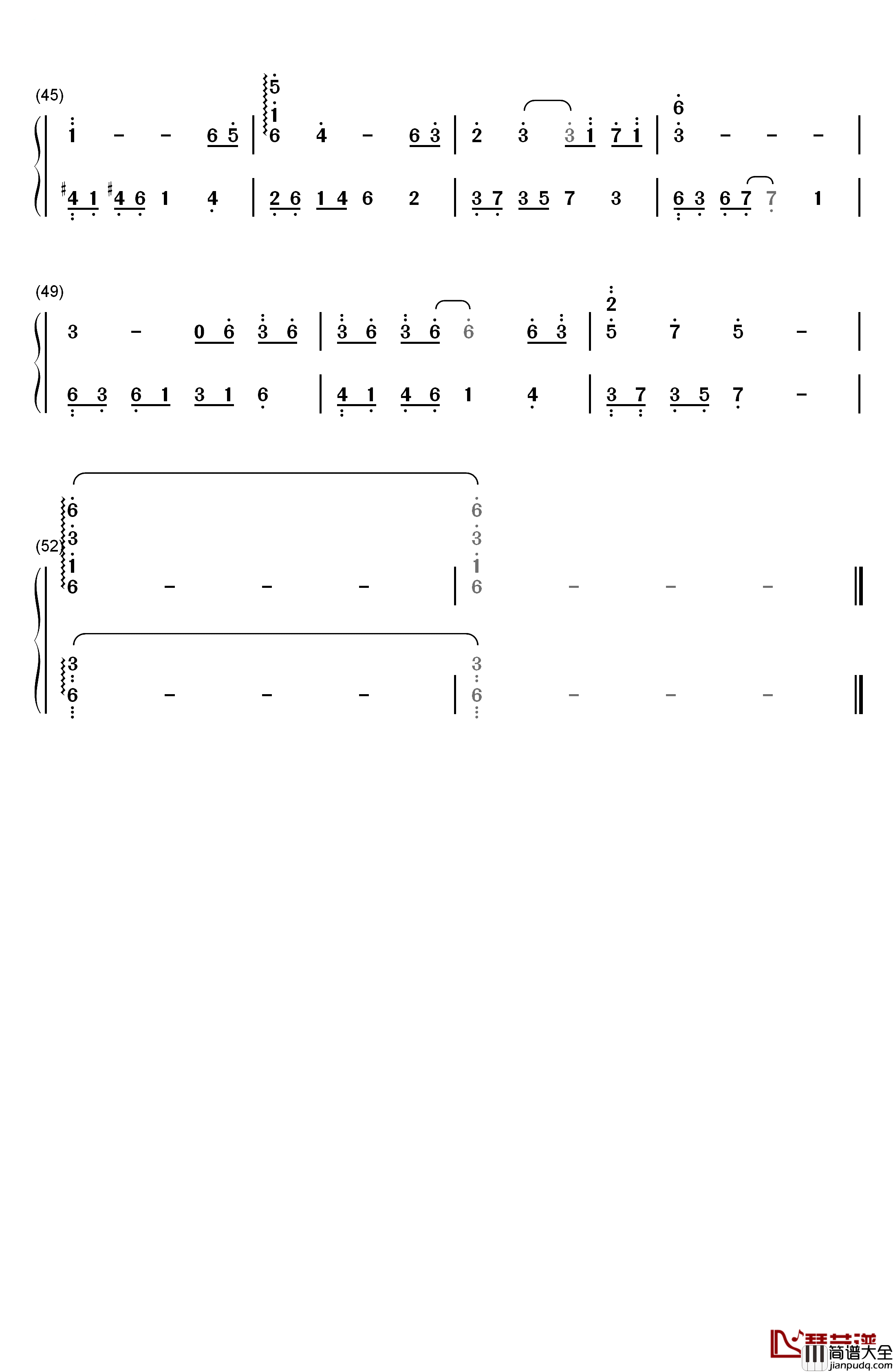 伤恋钢琴简谱_数字双手_石进