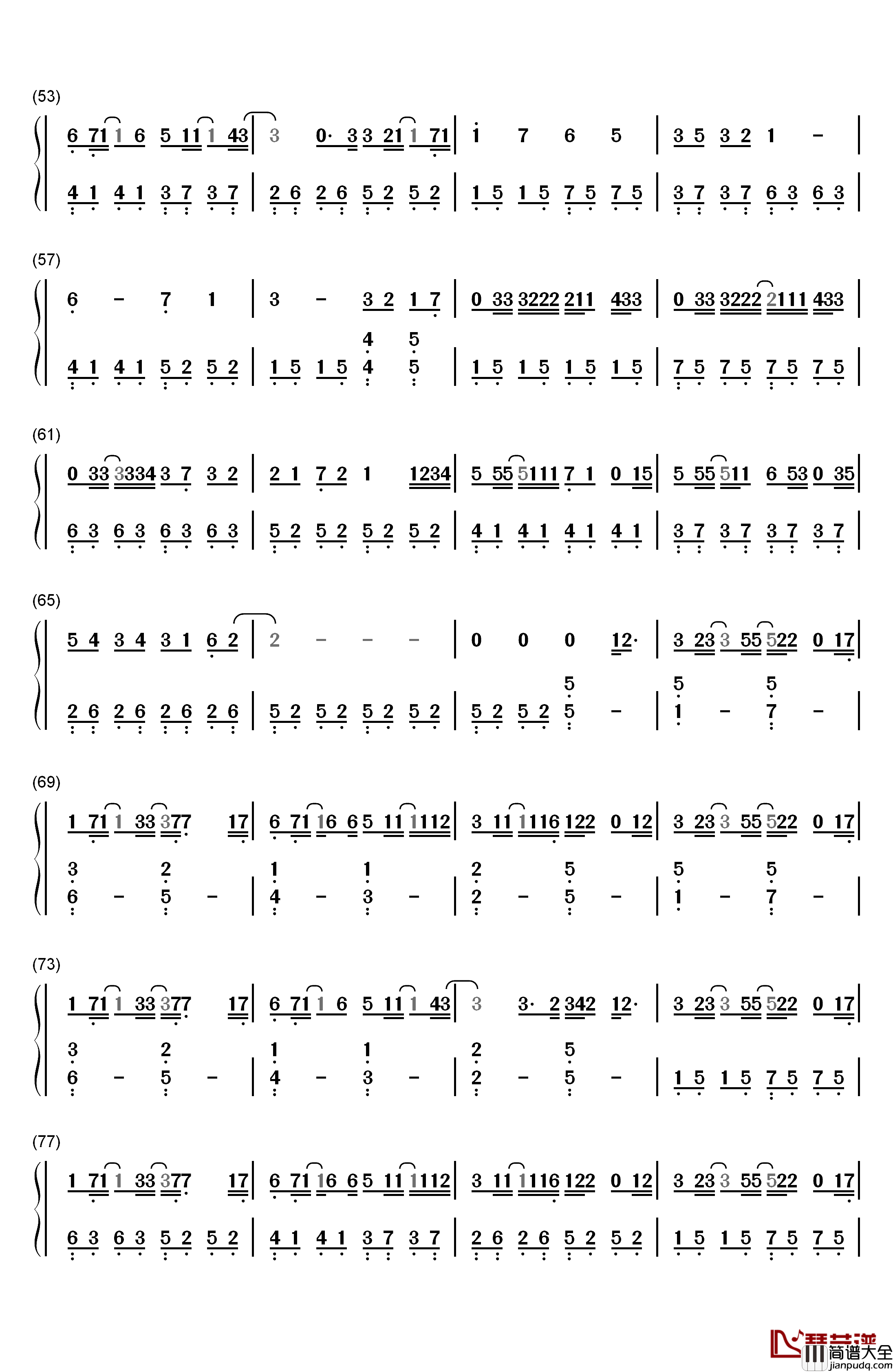 素敵なことがあなたを待っている钢琴简谱_数字双手_藤田麻衣子
