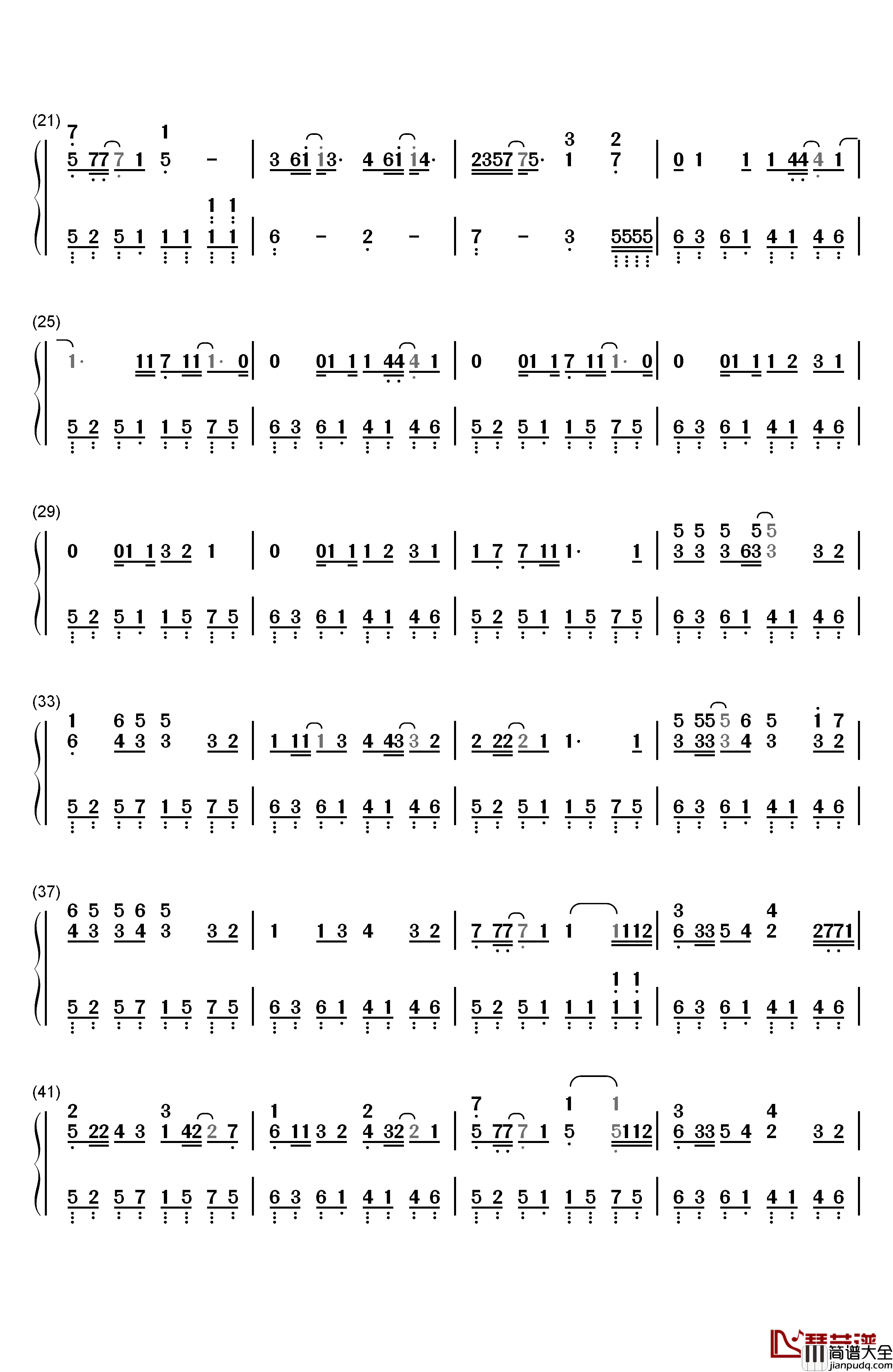 爱得更多…钢琴简谱_数字双手_西野加奈