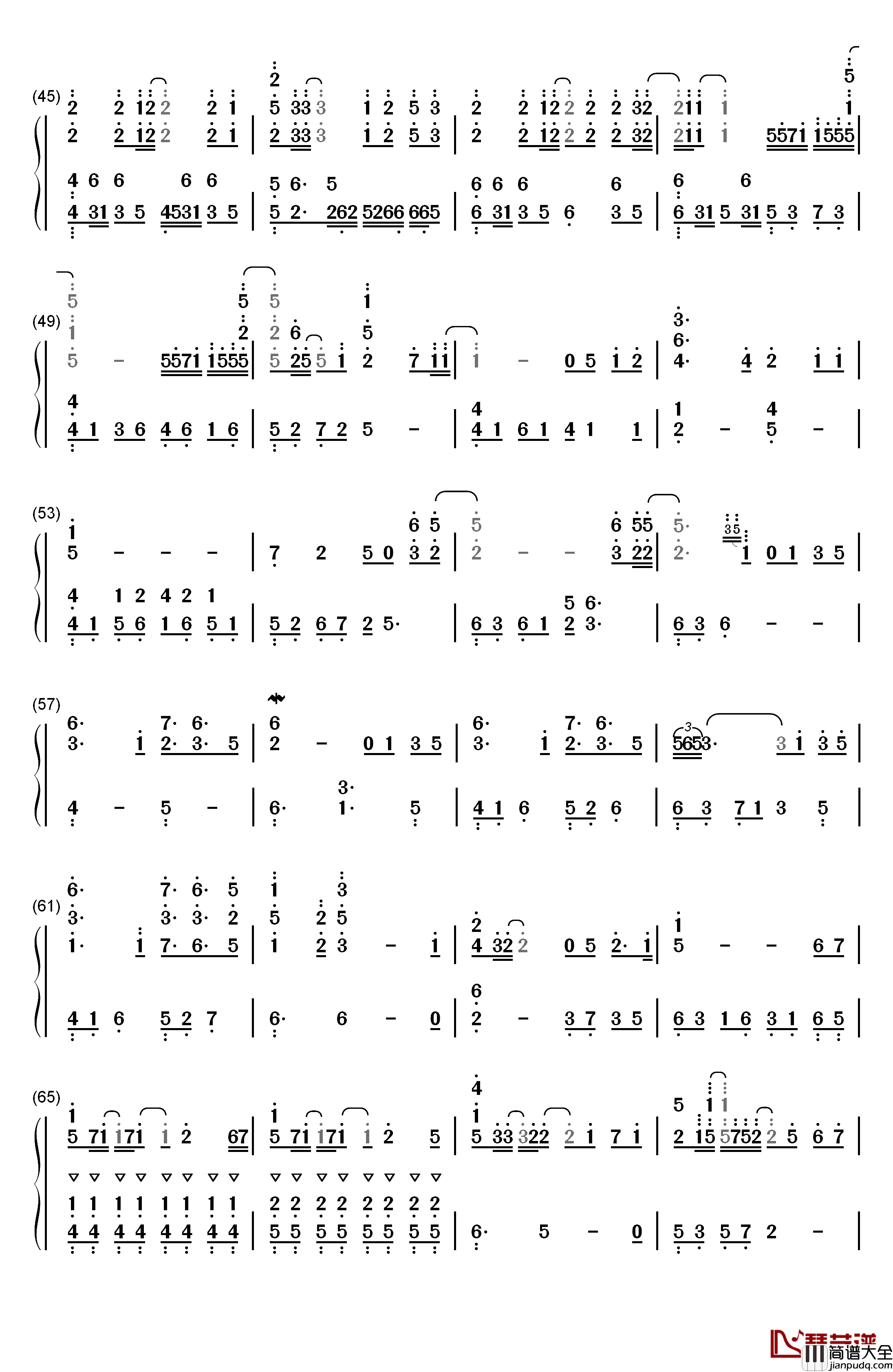 月夜に舞う恋の花钢琴简谱_数字双手_ういにゃす