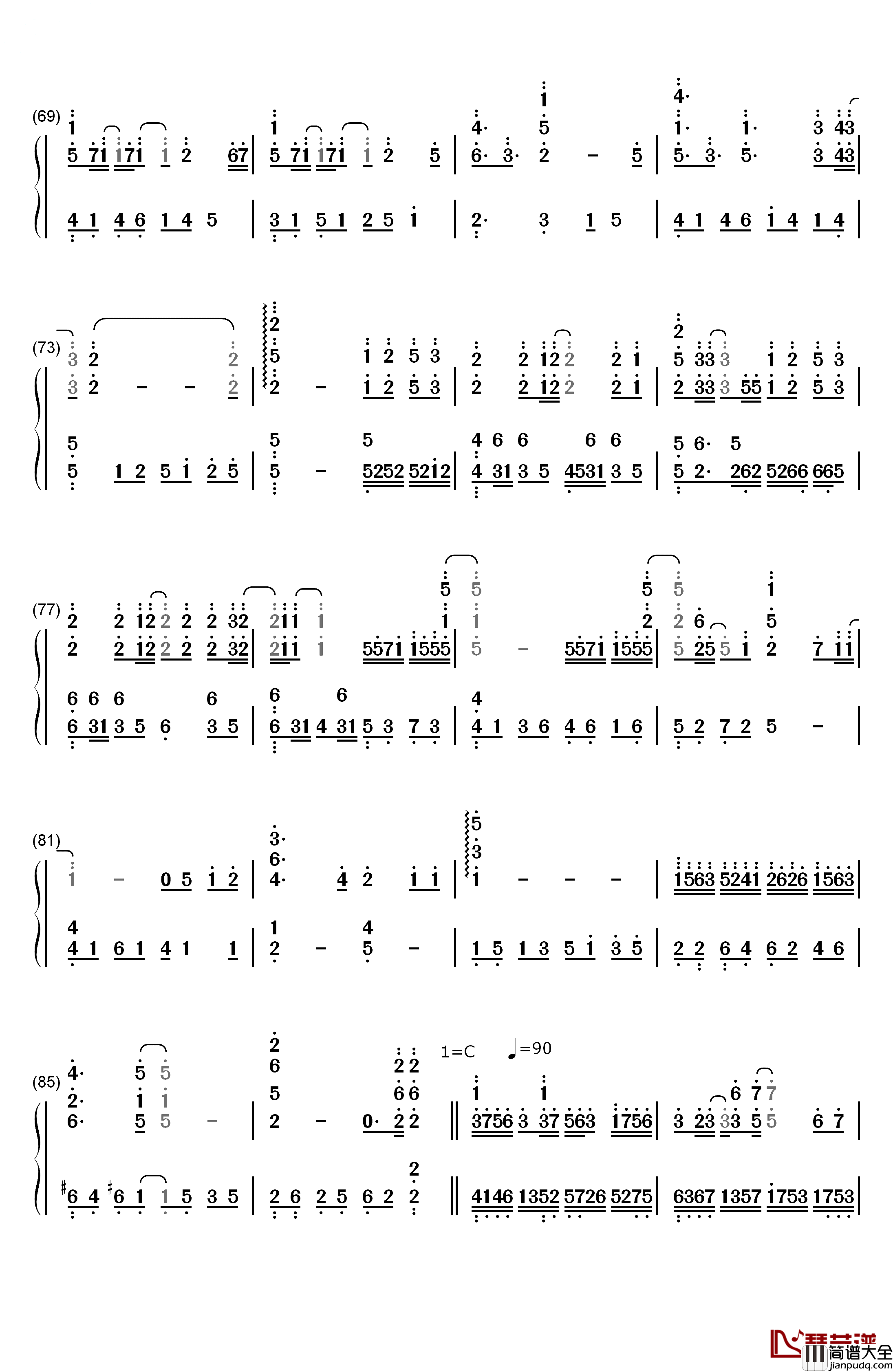 月夜に舞う恋の花钢琴简谱_数字双手_ういにゃす