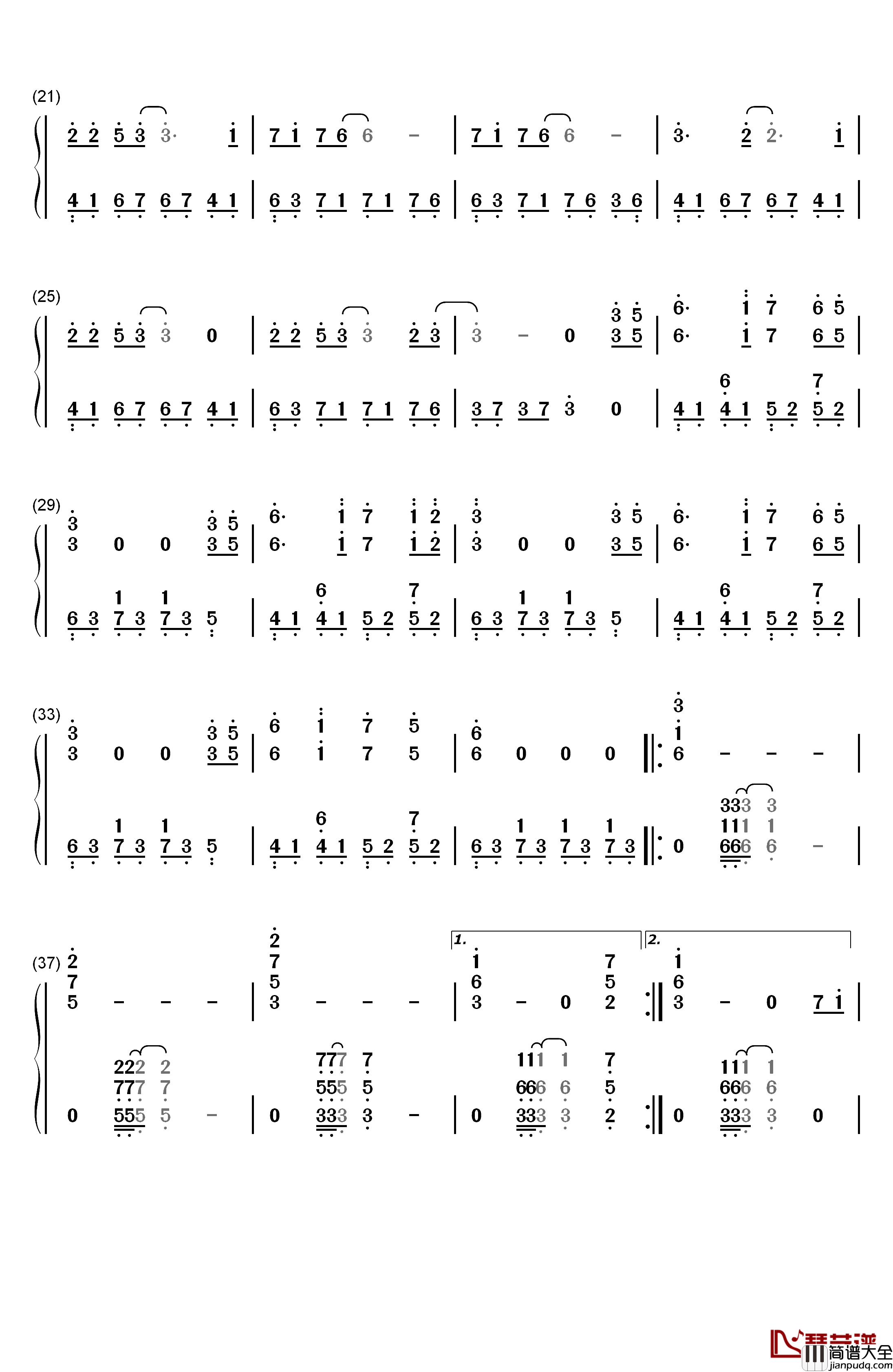 重回心灵花园钢琴简谱_数字双手_Andemund_Orchestra