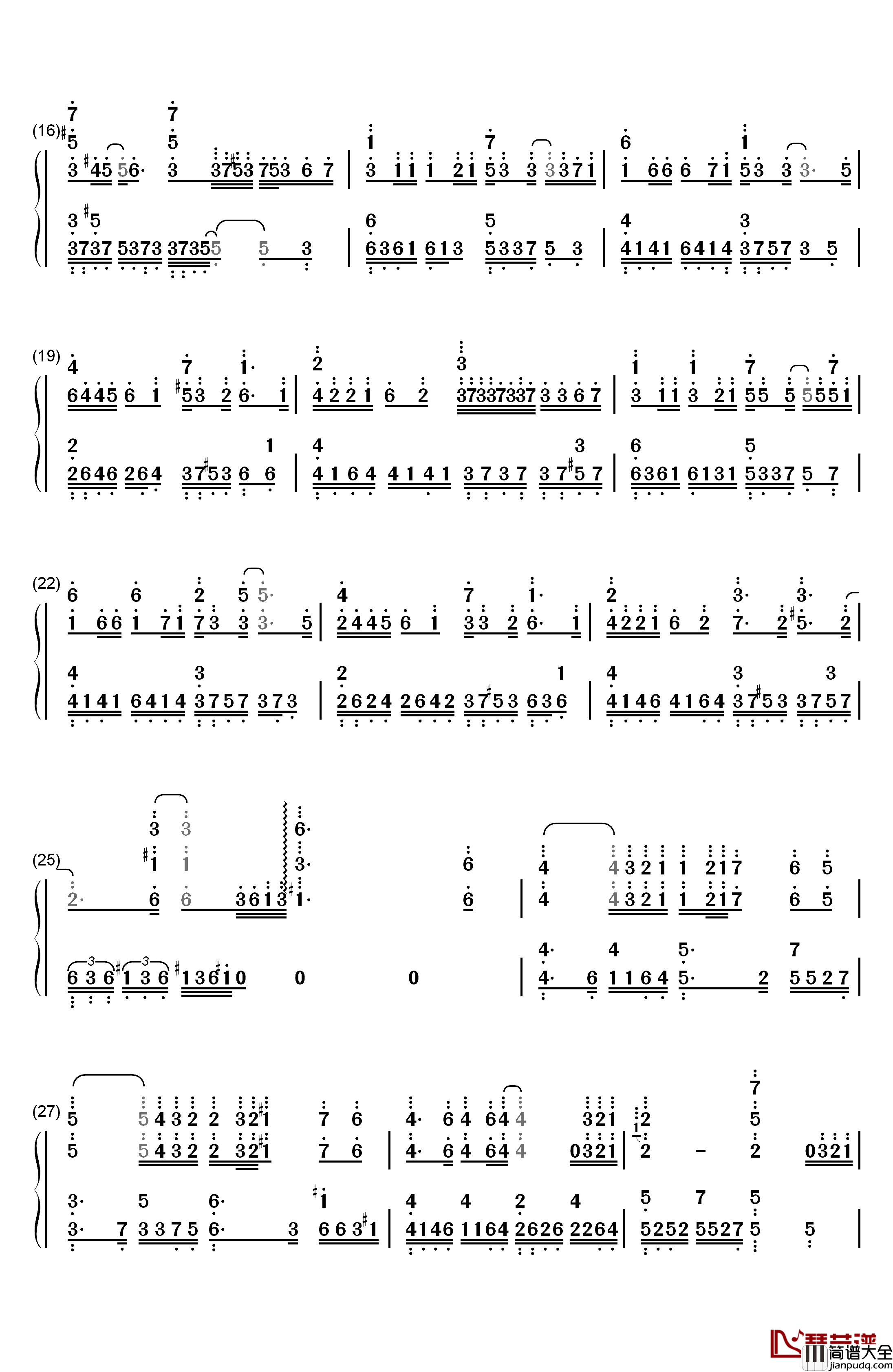 电灯胆钢琴简谱_数字双手_邓丽欣