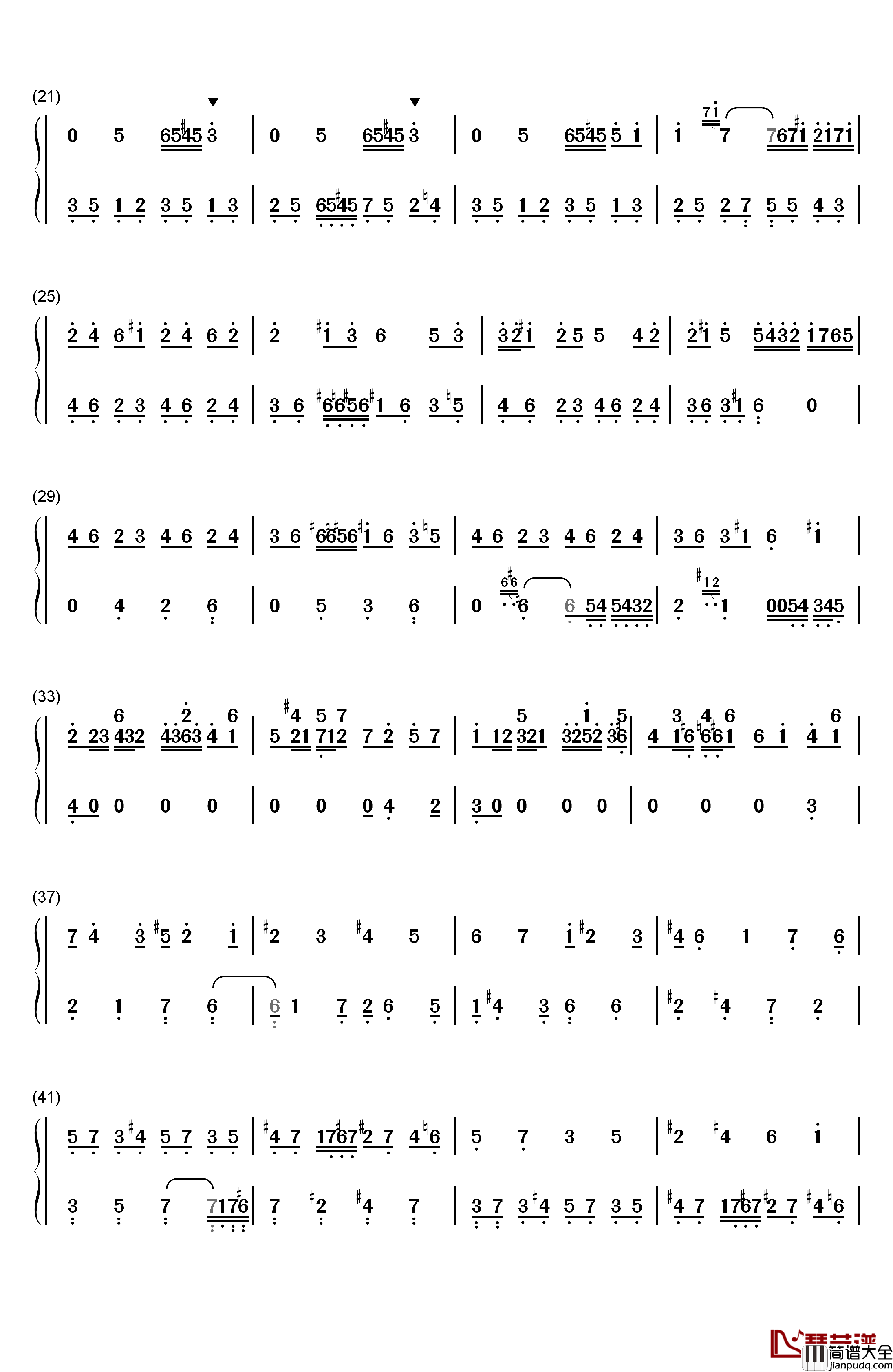 巴赫前奏曲钢琴简谱_数字双手_巴赫