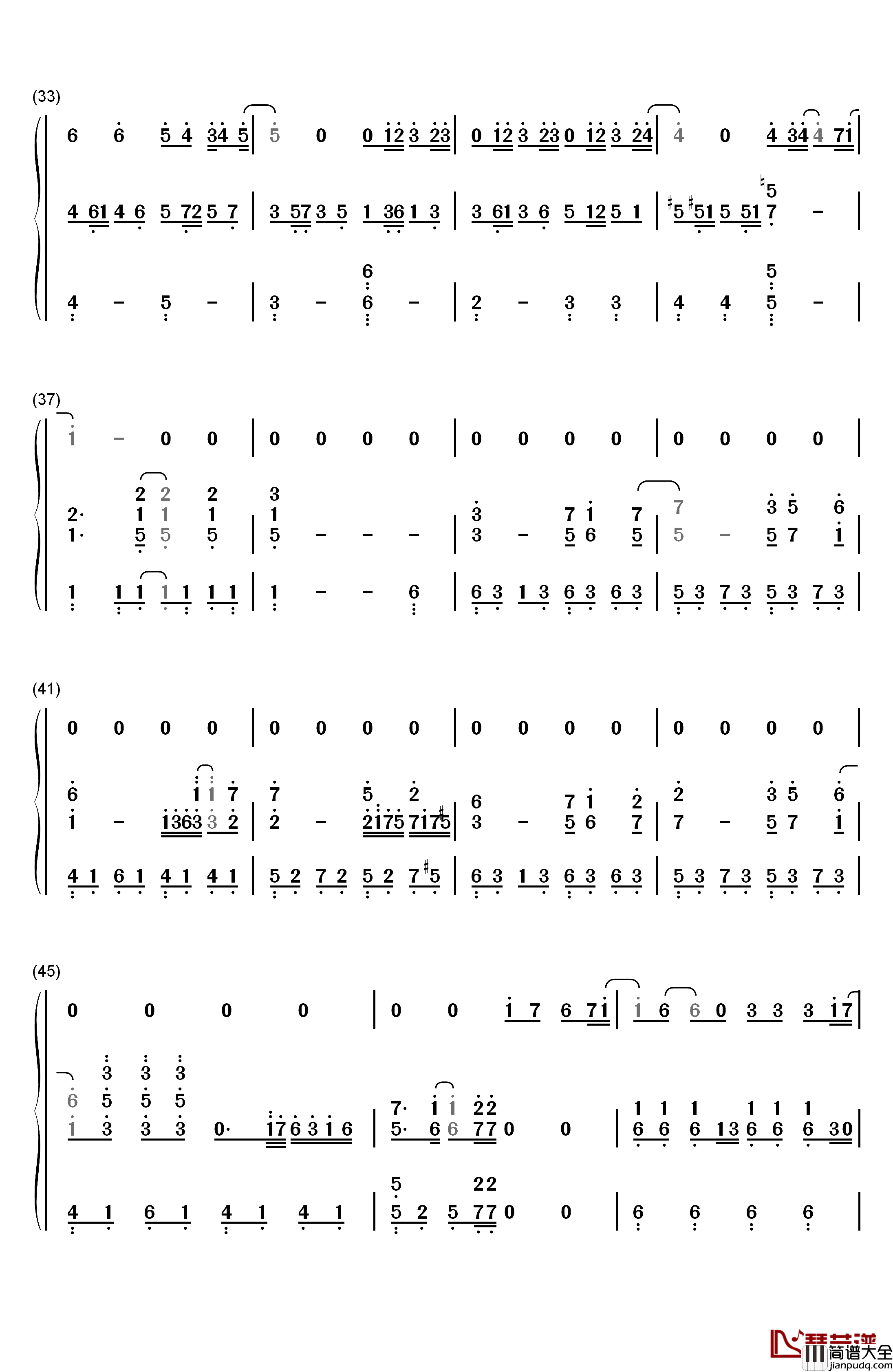 可惜没如果钢琴简谱_数字双手_林俊杰