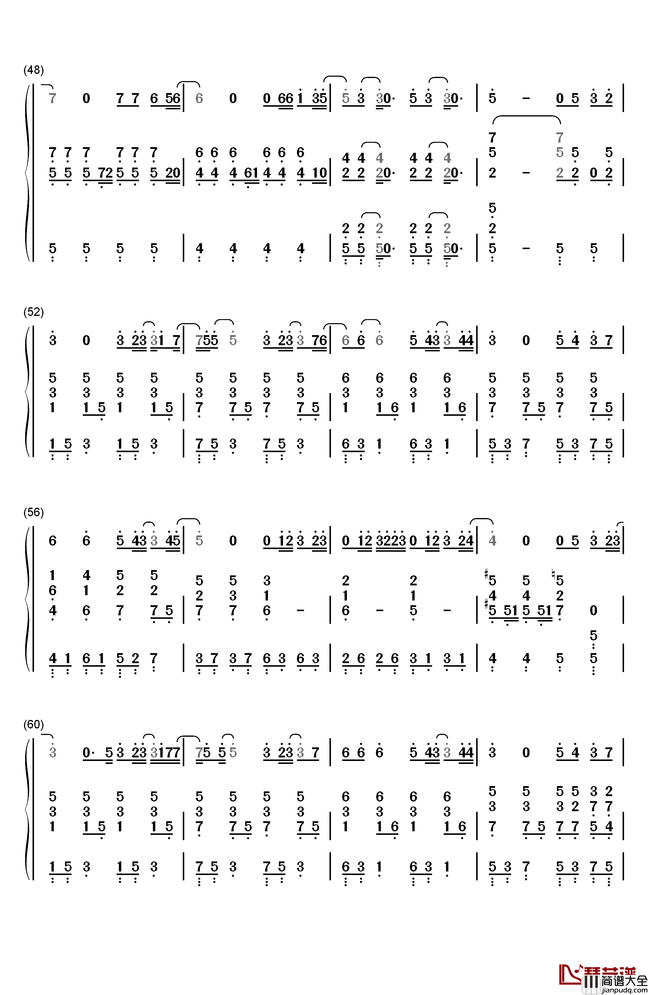 可惜没如果钢琴简谱_数字双手_林俊杰