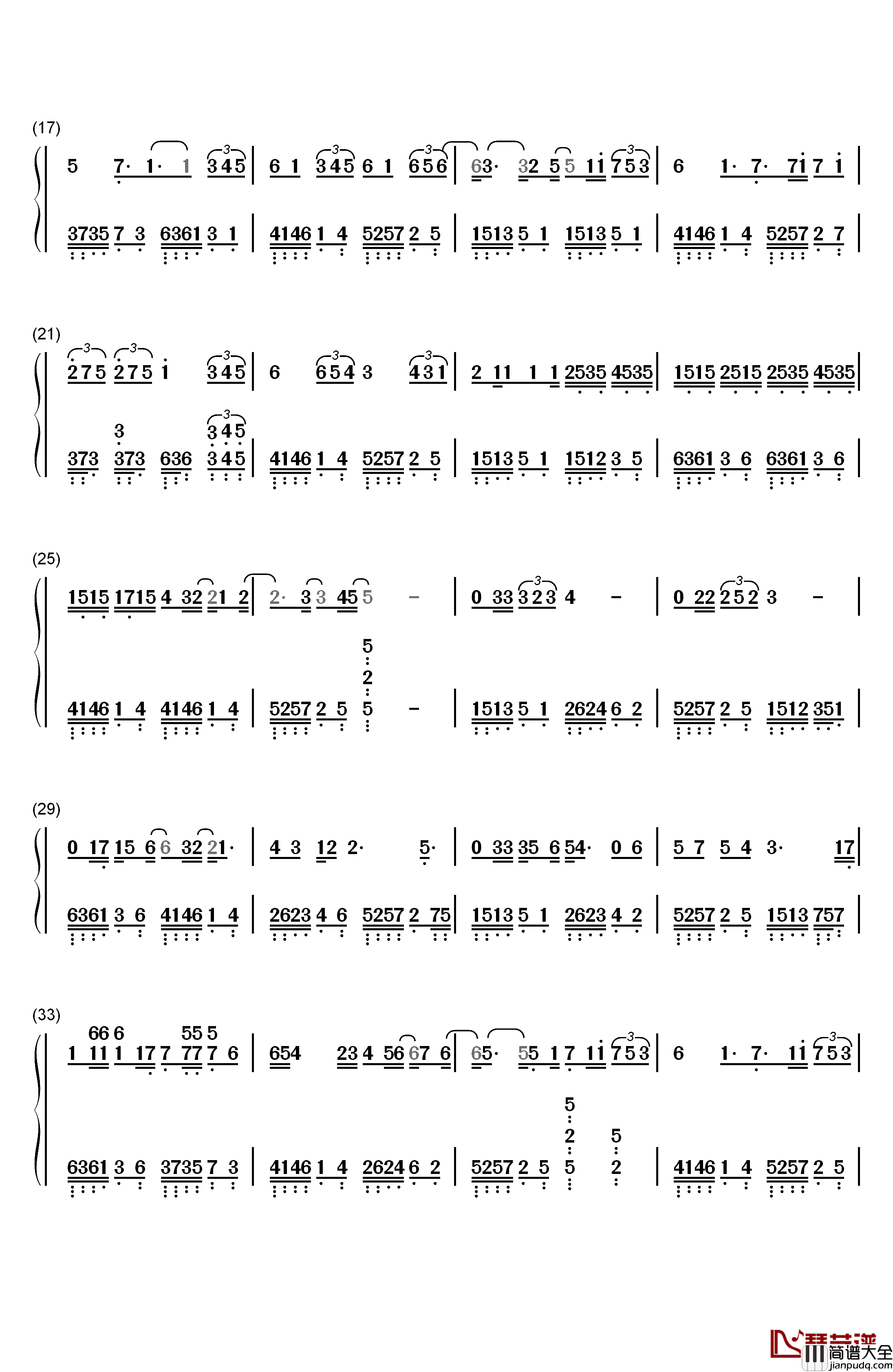 阴天快乐钢琴简谱_数字双手_陈奕迅