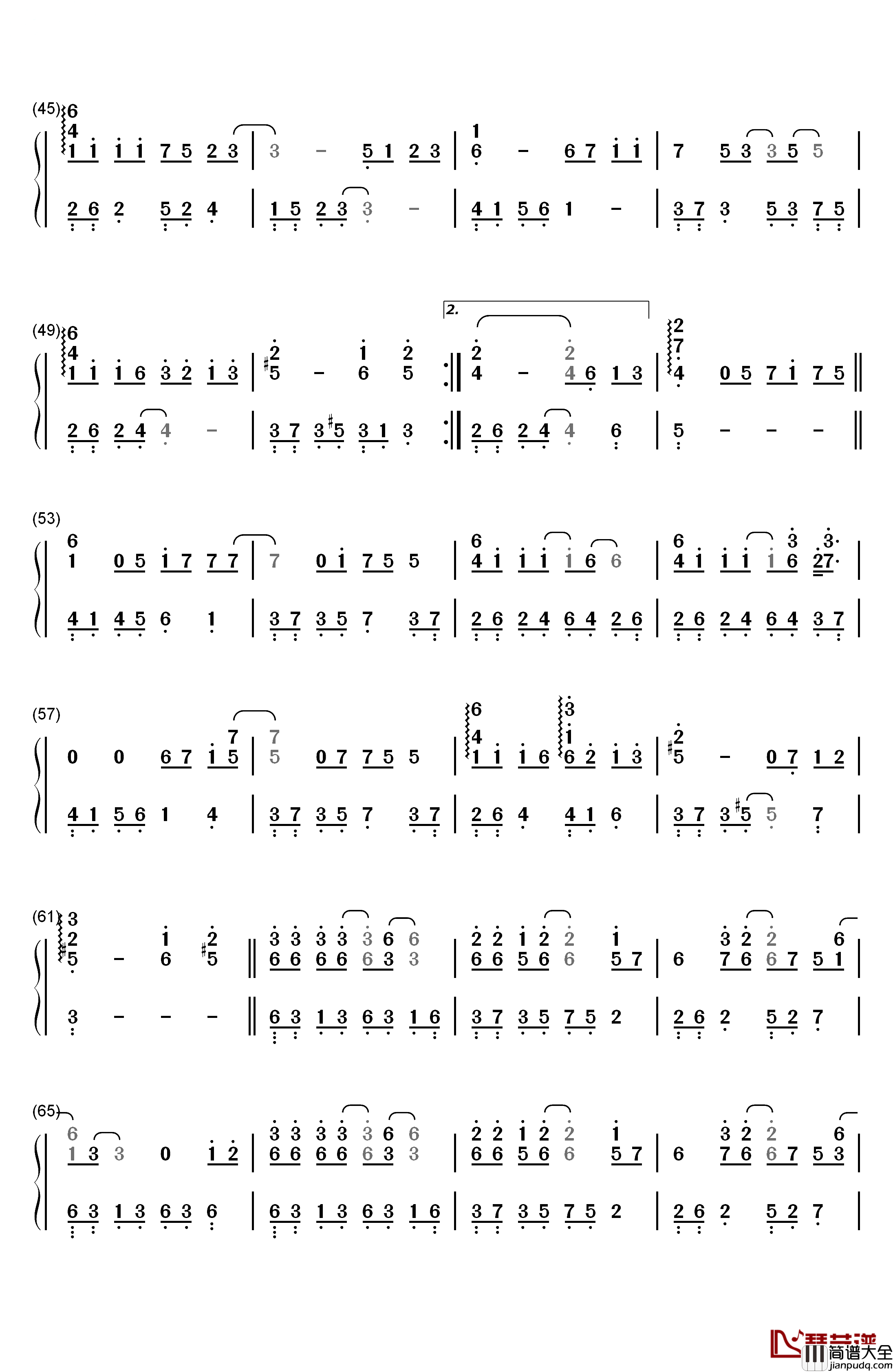 假如钢琴简谱_数字双手_信乐团