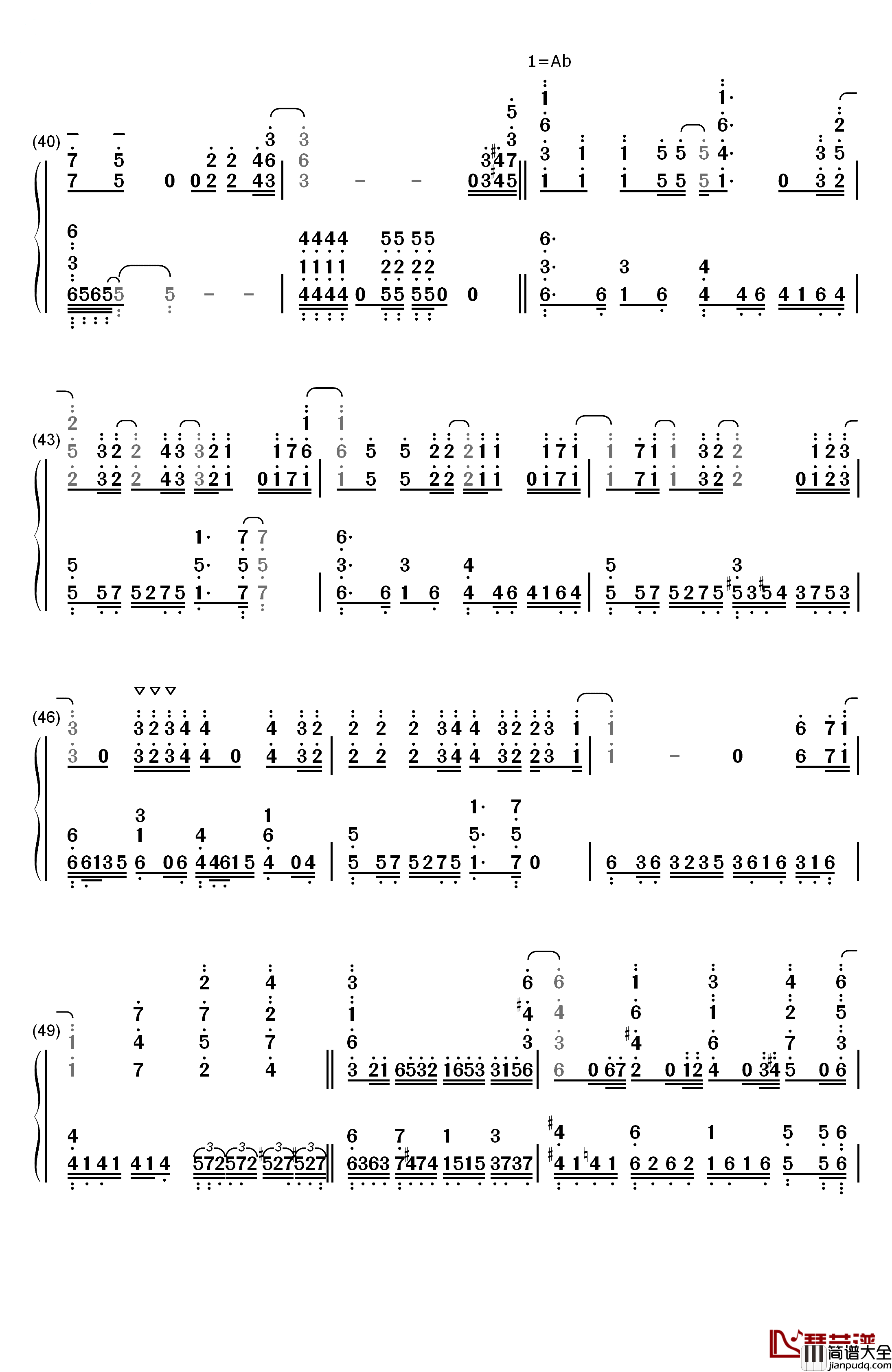ASH钢琴简谱_数字双手_LiSA