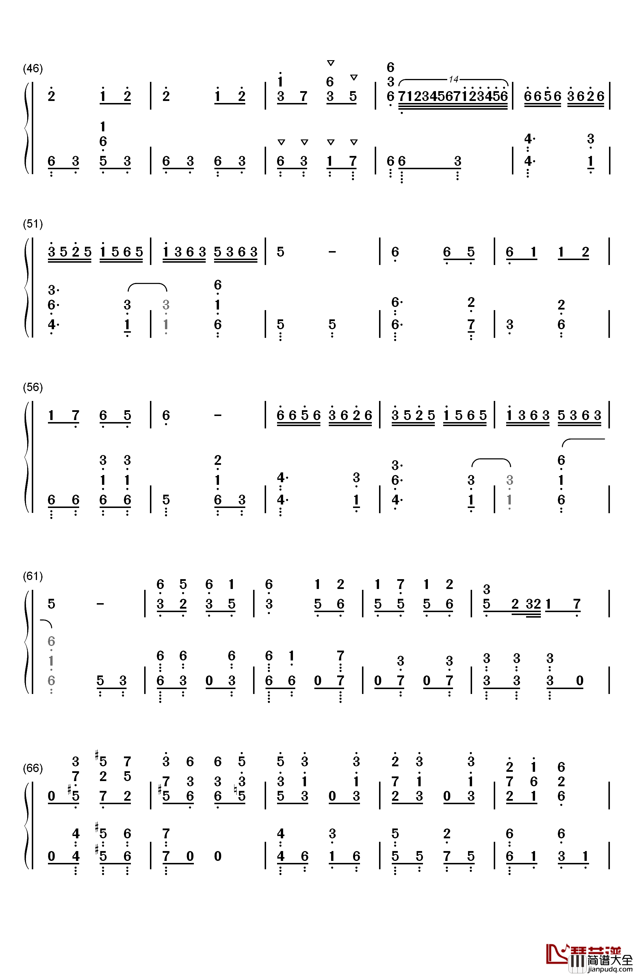 桃源恋歌钢琴简谱_数字双手_GARNIDELIA