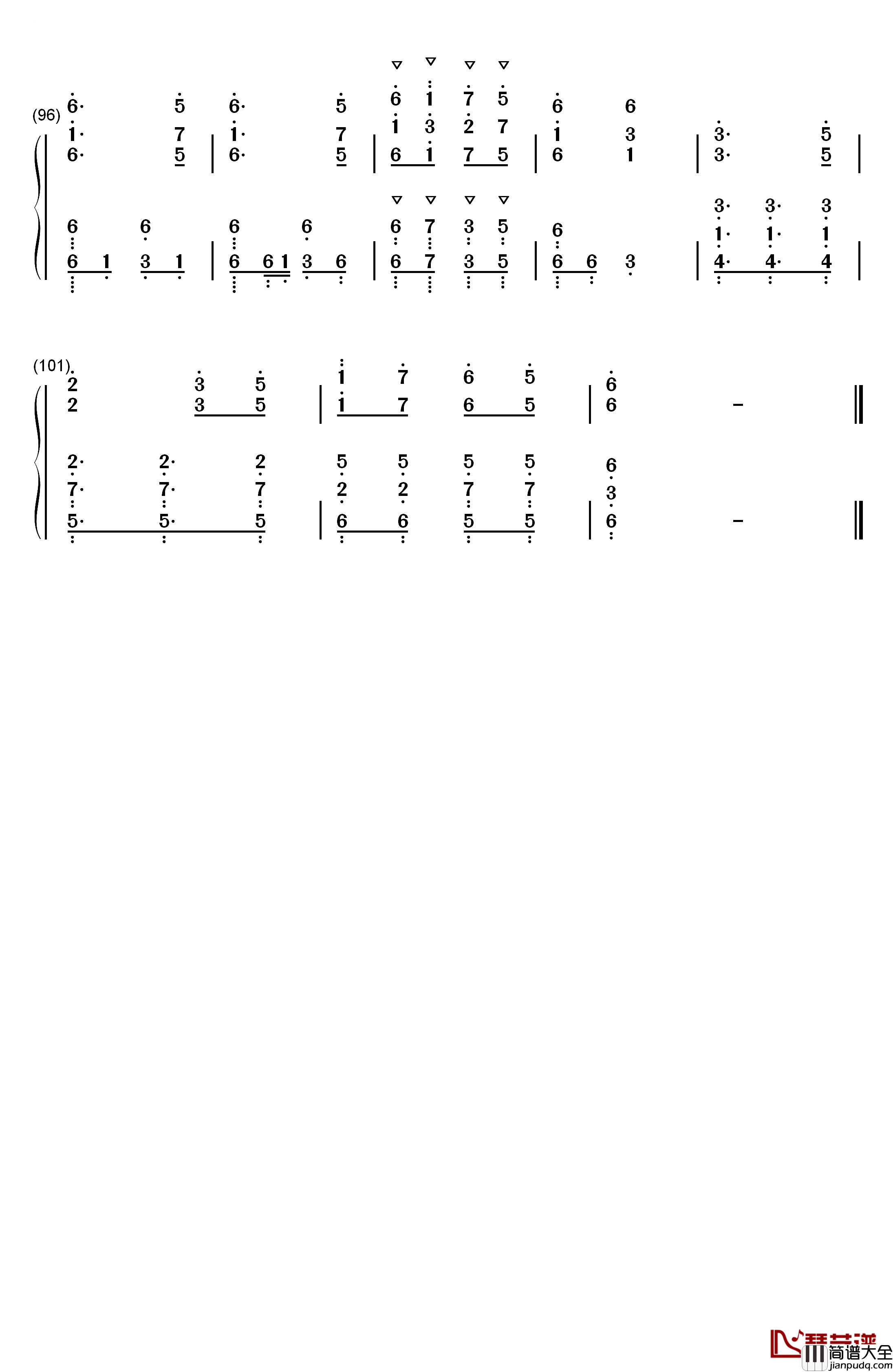 桃源恋歌钢琴简谱_数字双手_GARNIDELIA