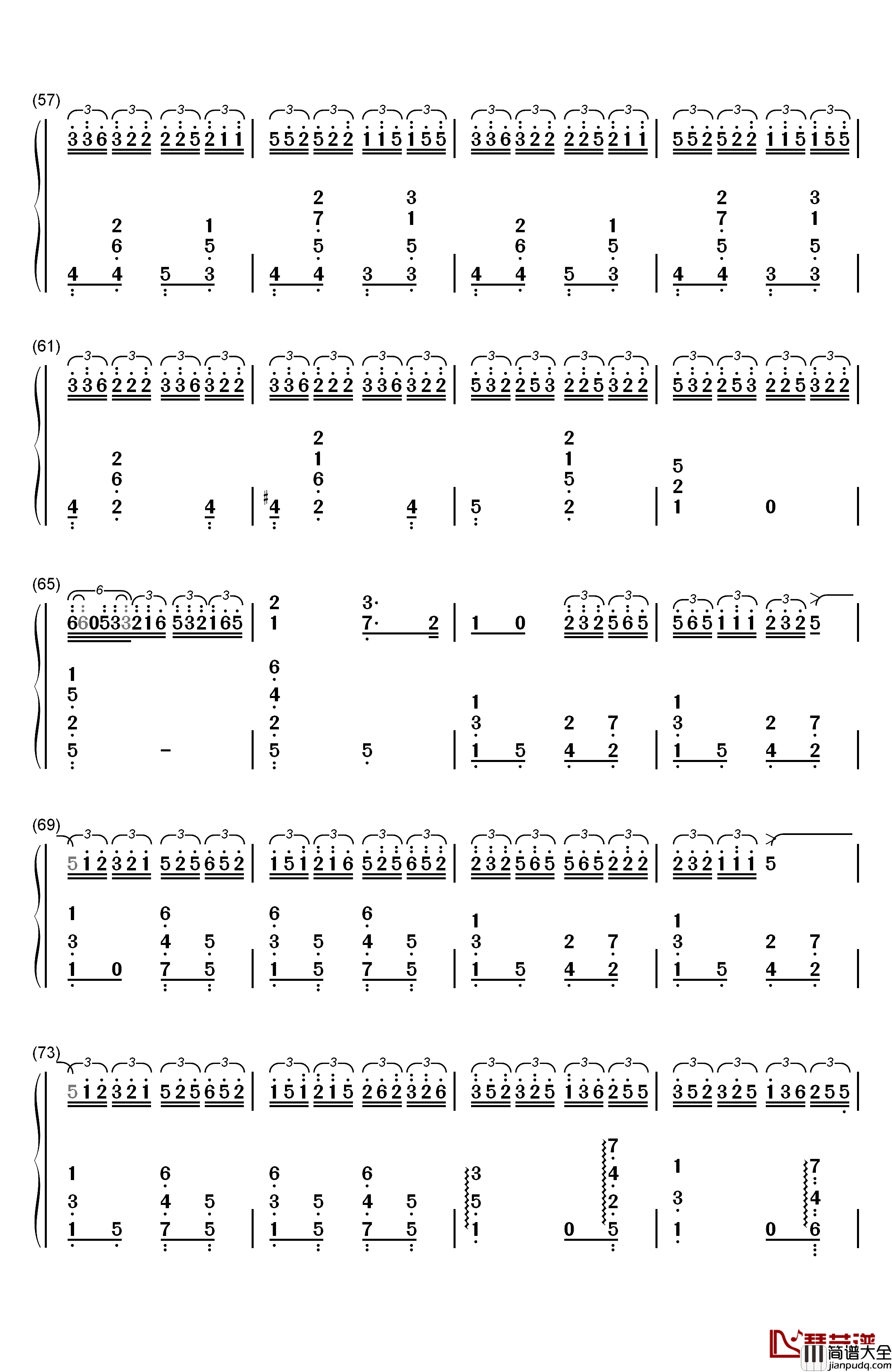 黑键练习曲钢琴简谱_数字双手_肖邦