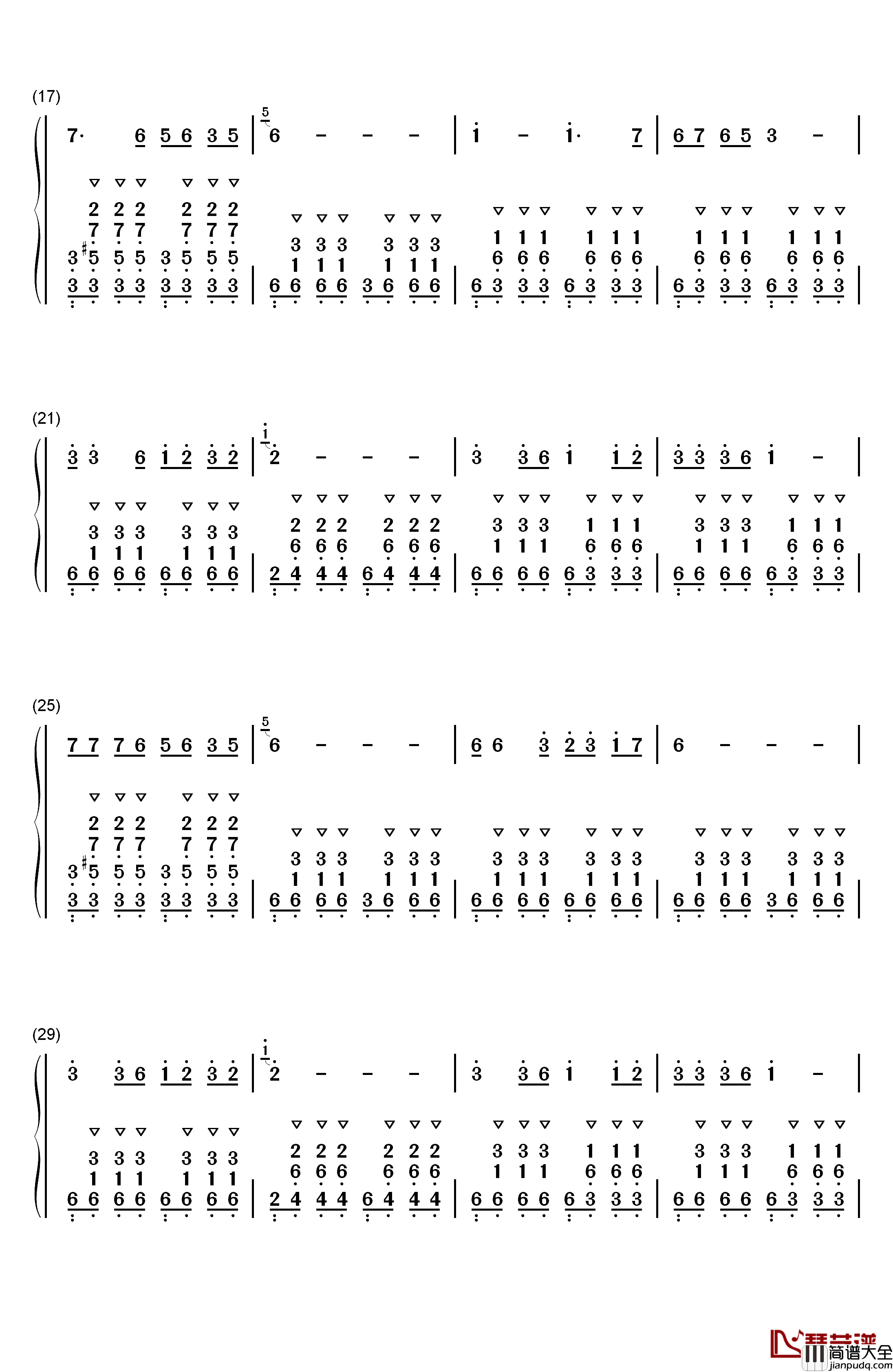 军中绿花钢琴简谱_数字双手_小曾