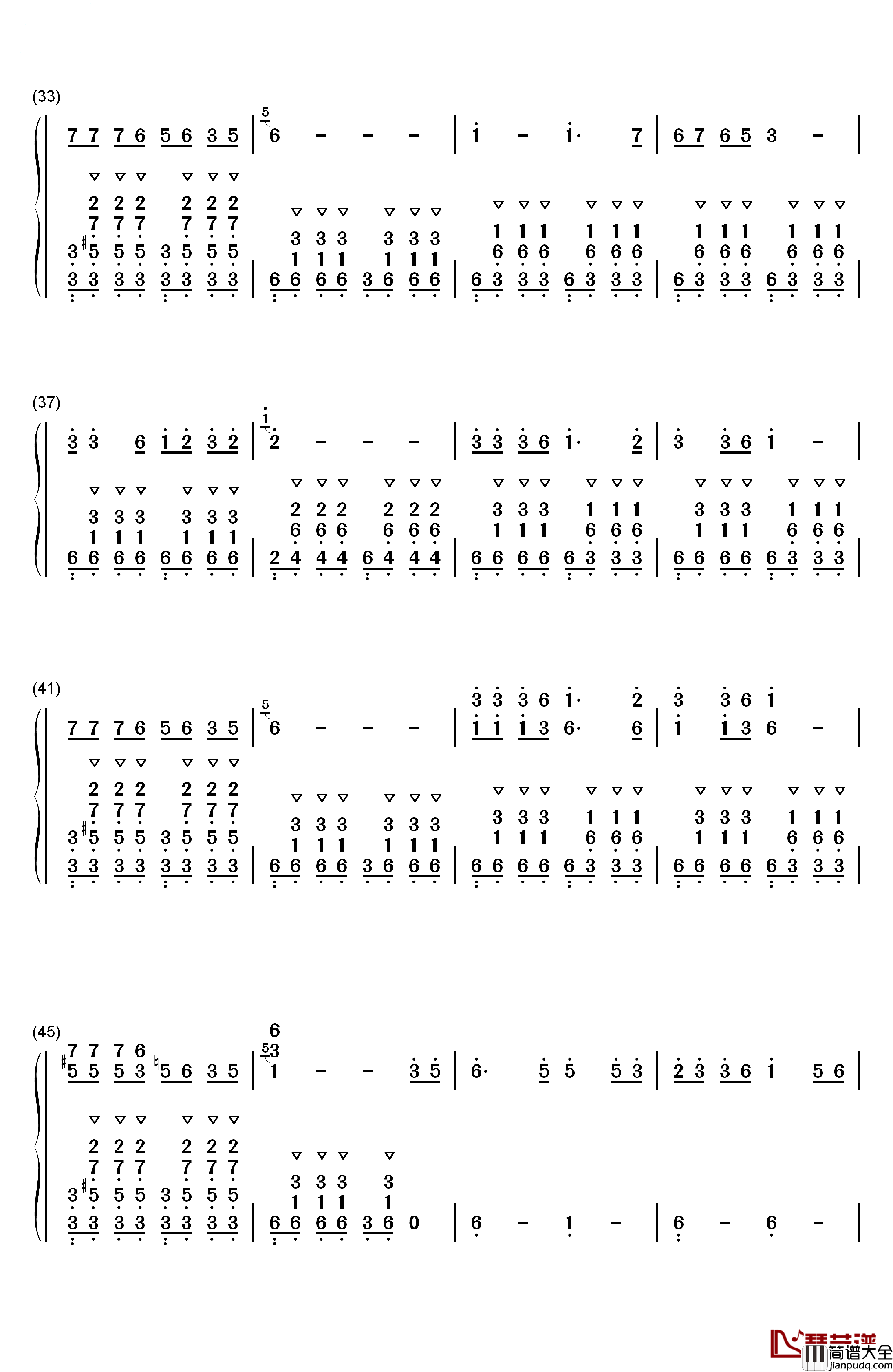 军中绿花钢琴简谱_数字双手_小曾