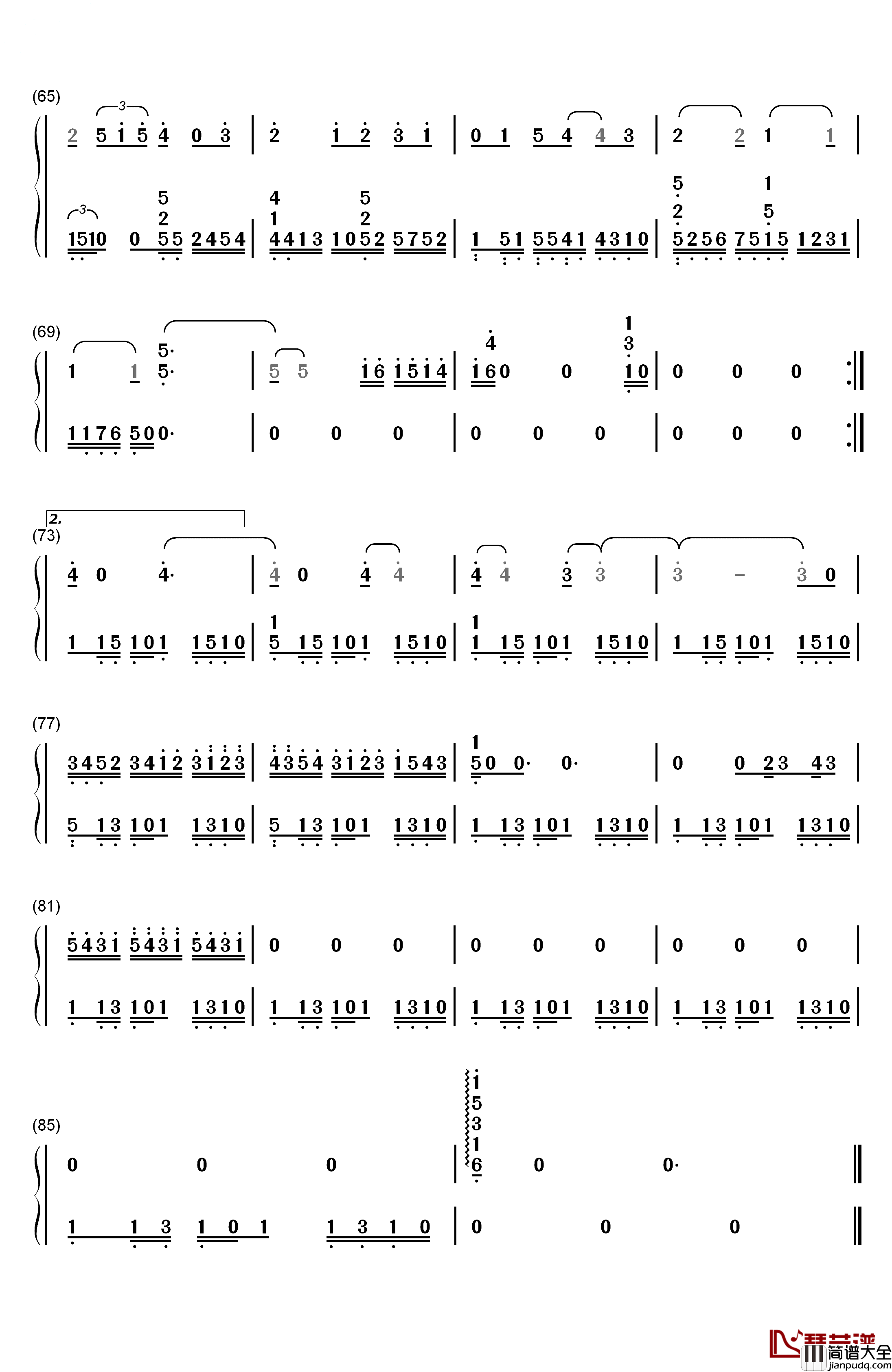 魔法使いの夜~メインテーマ钢琴简谱_数字双手_深泽秀行