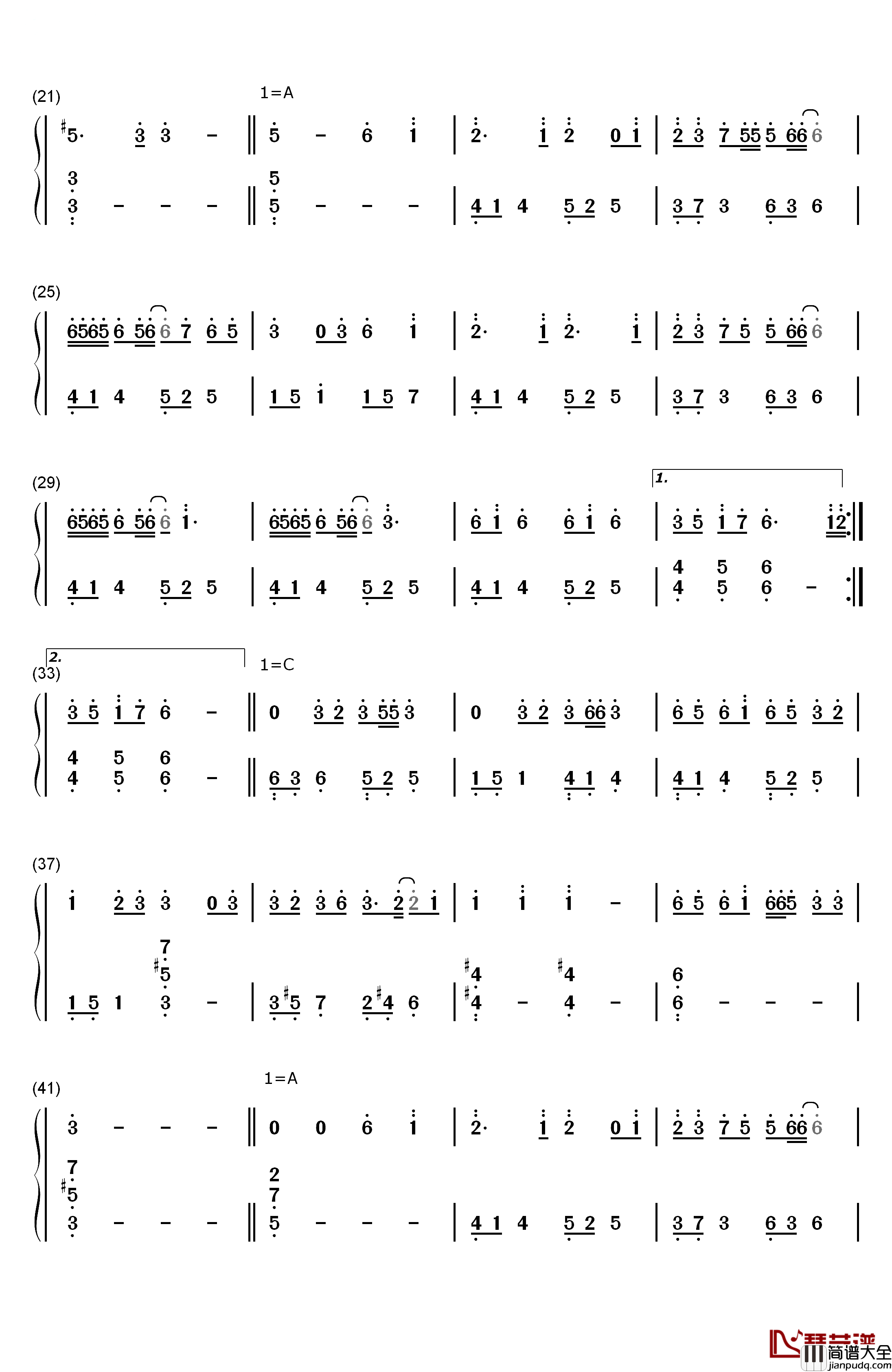 渡月橋_~君_想ふ~钢琴简谱_数字双手_仓木麻衣