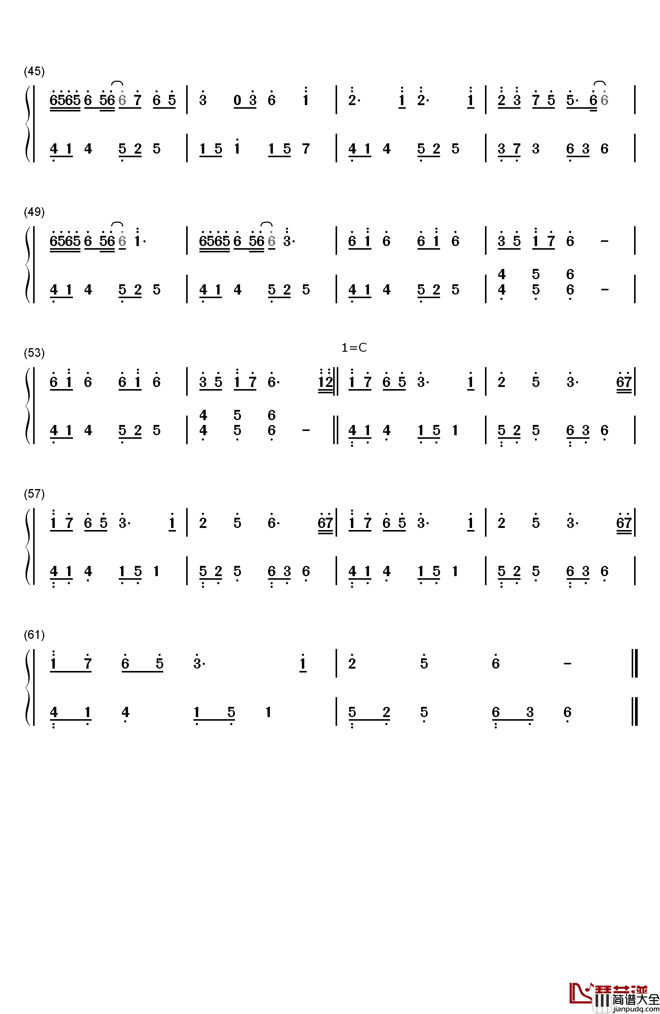 渡月橋_~君_想ふ~钢琴简谱_数字双手_仓木麻衣