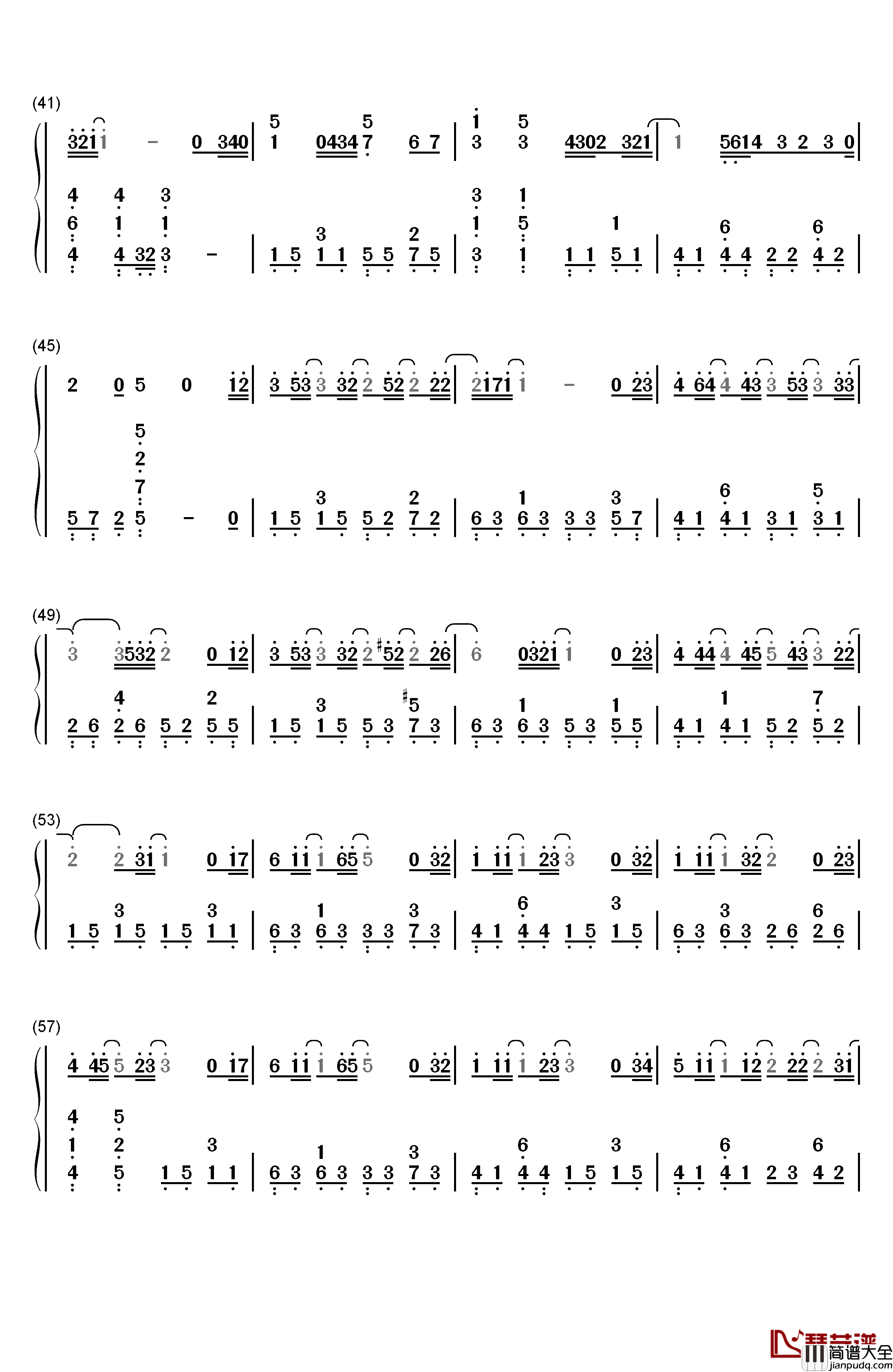 明日への扉钢琴简谱_数字双手_I_WISH