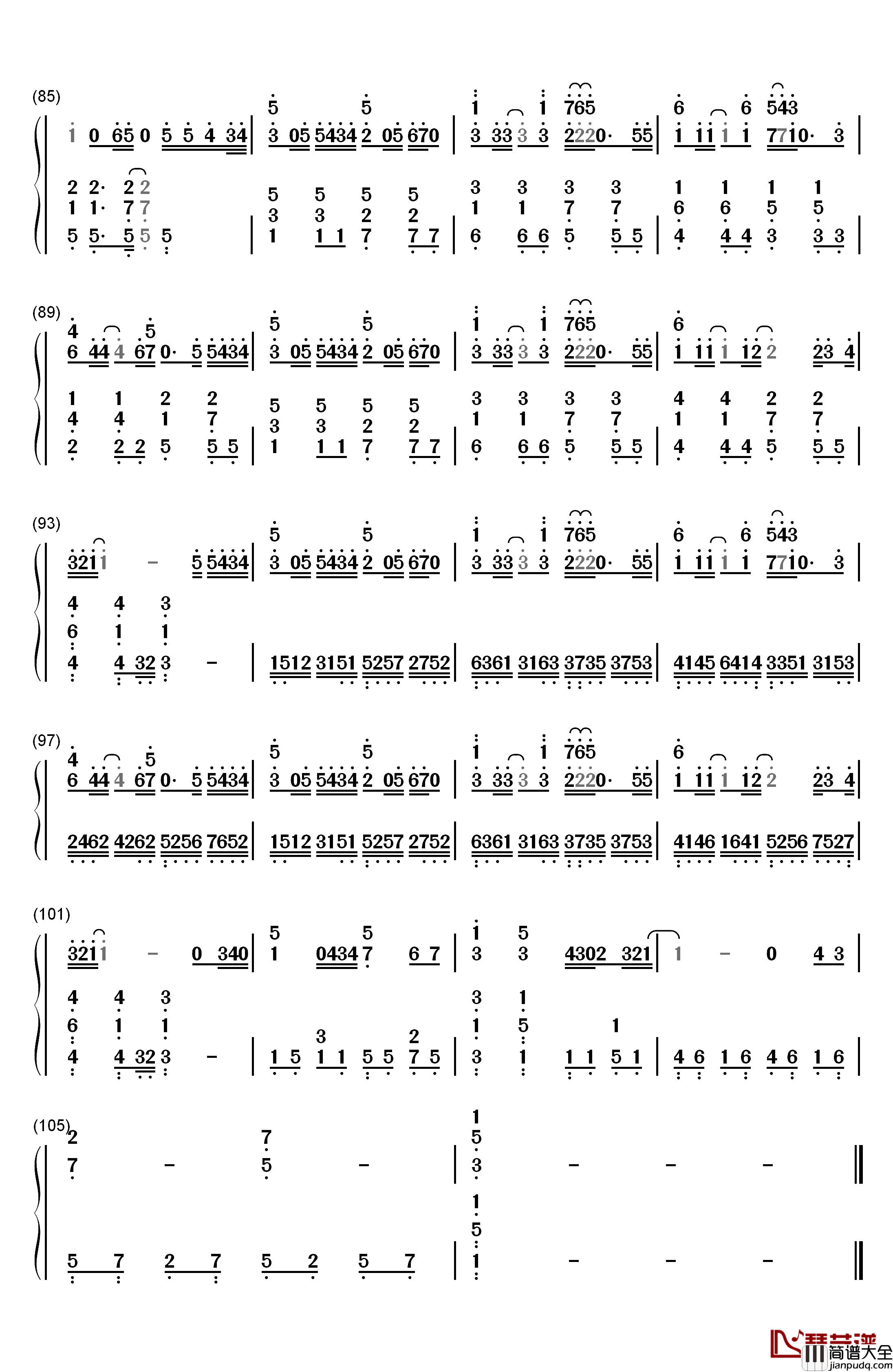 明日への扉钢琴简谱_数字双手_I_WISH