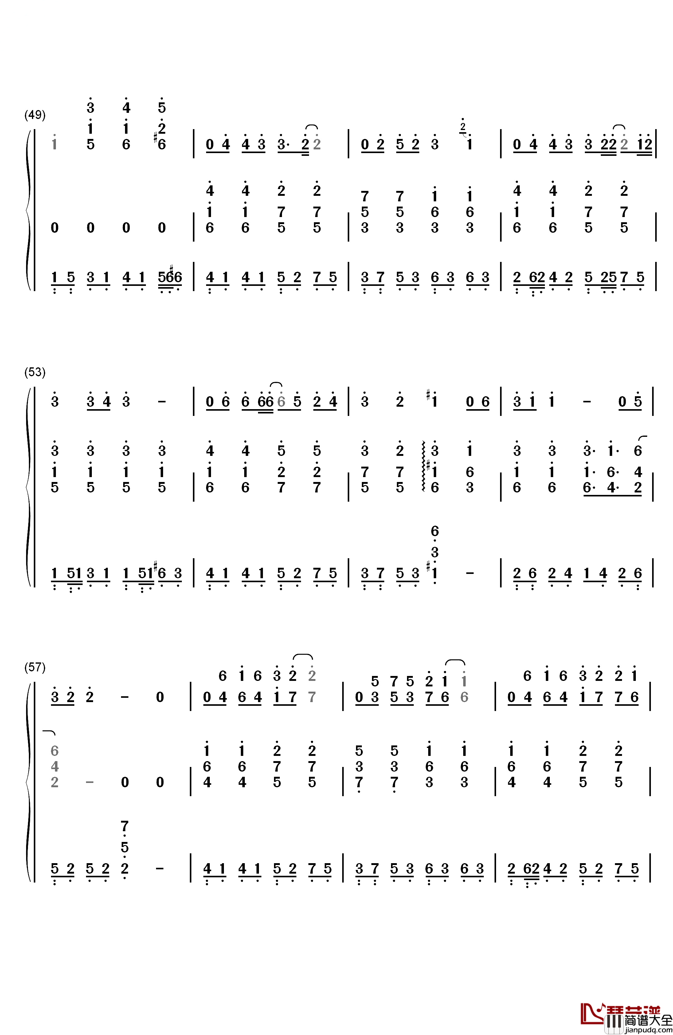 我真的受伤了钢琴简谱_数字双手_张学友
