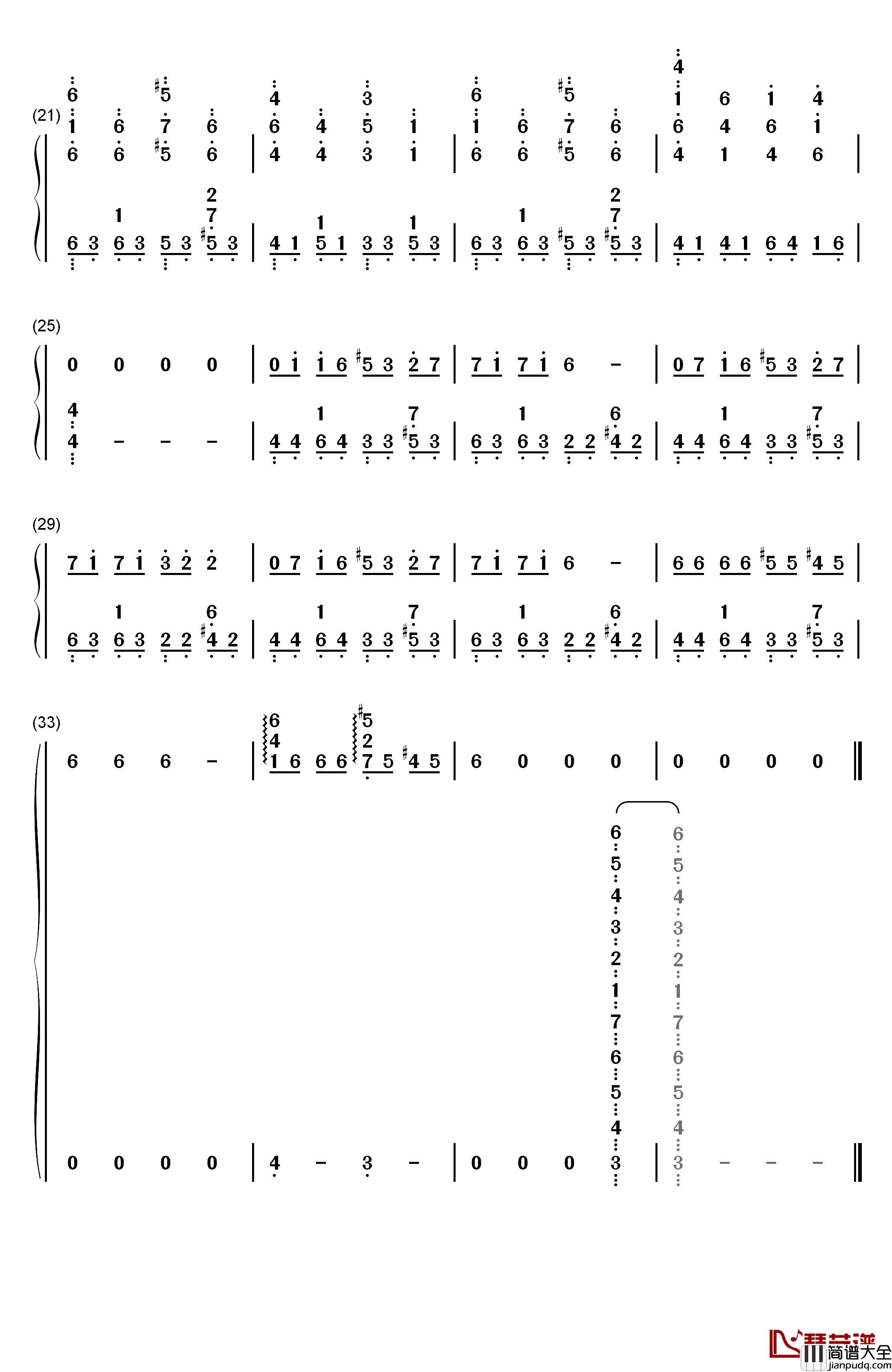 智商二五零钢琴简谱_数字双手_华晨宇
