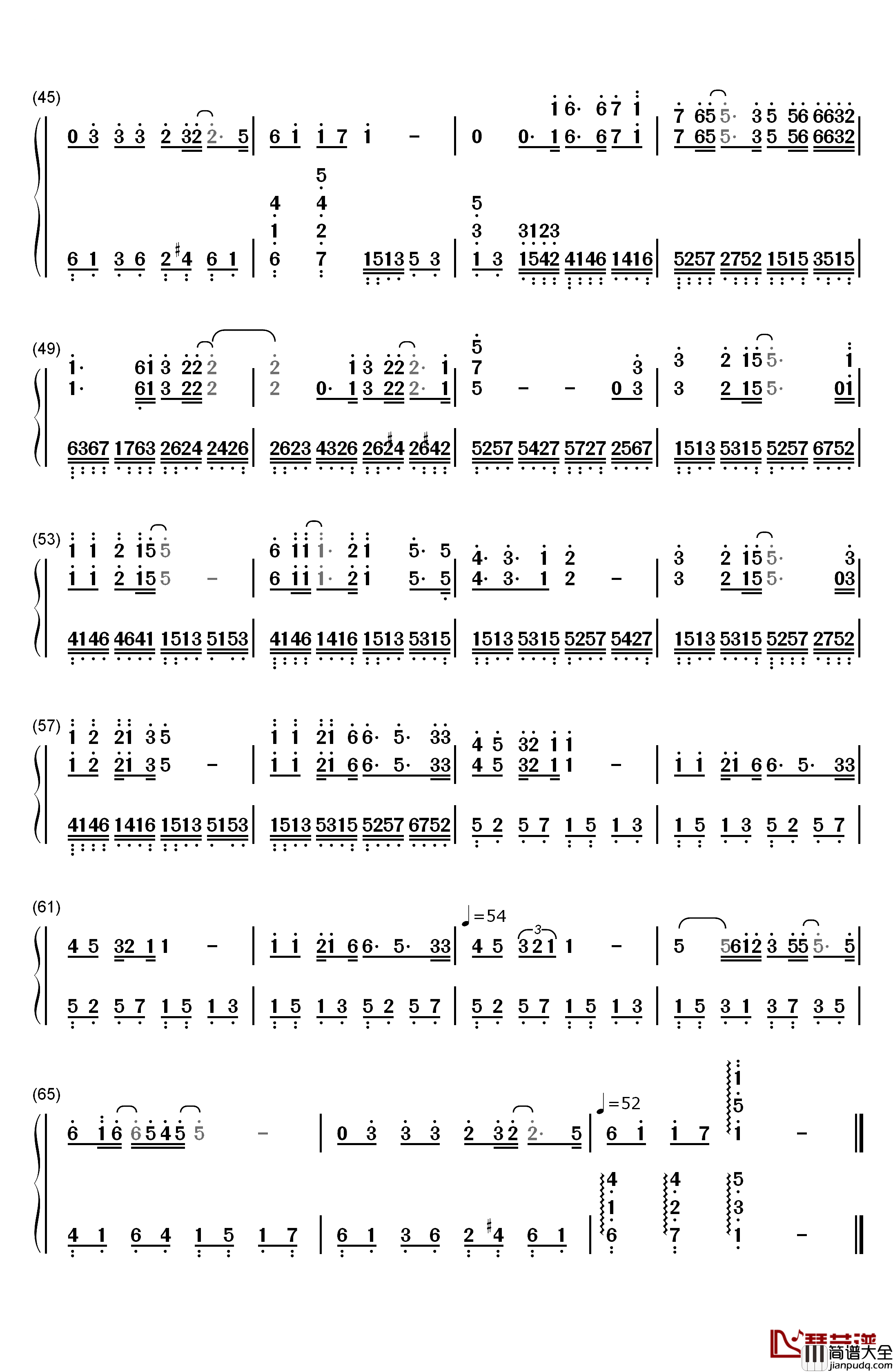 情凭谁来定错对钢琴简谱_数字双手_谭咏麟