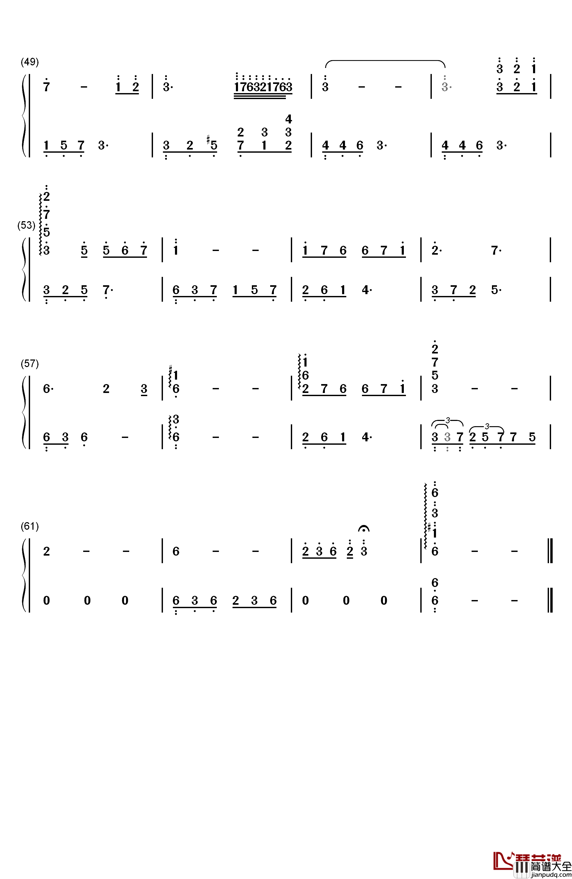 不痛钢琴简谱_数字双手_樊凡