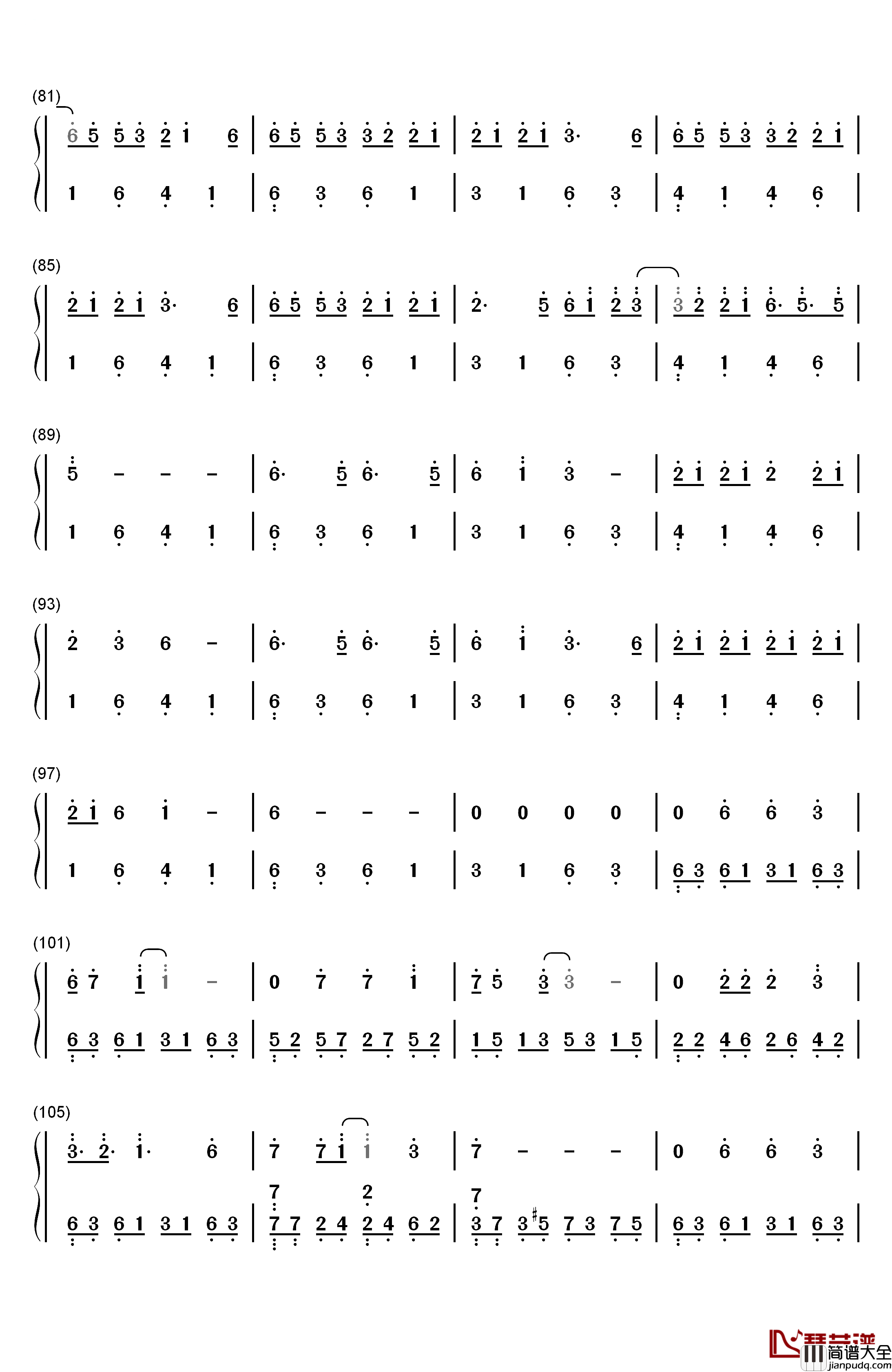 心疼你的过去钢琴简谱_数字双手_许嵩