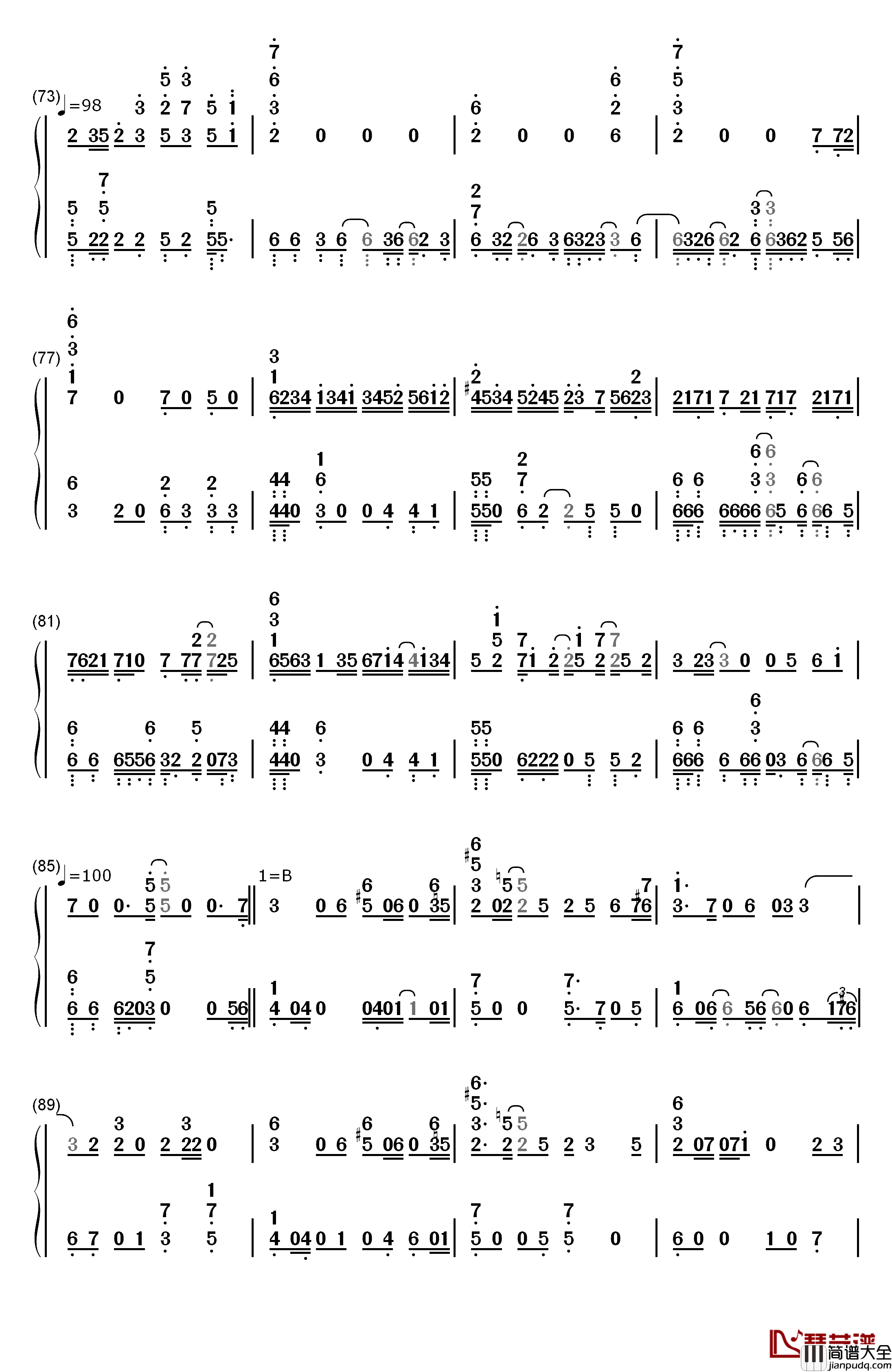 鸟之诗钢琴简谱_数字双手_Lia