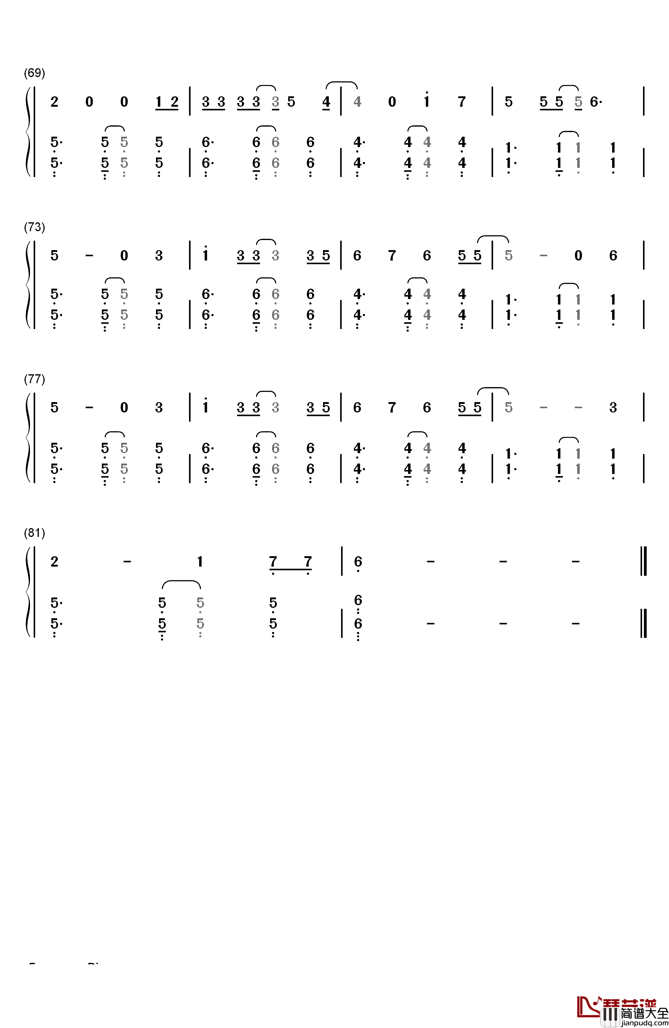 Stay With Me钢琴简谱_数字双手_朴灿烈_Punch