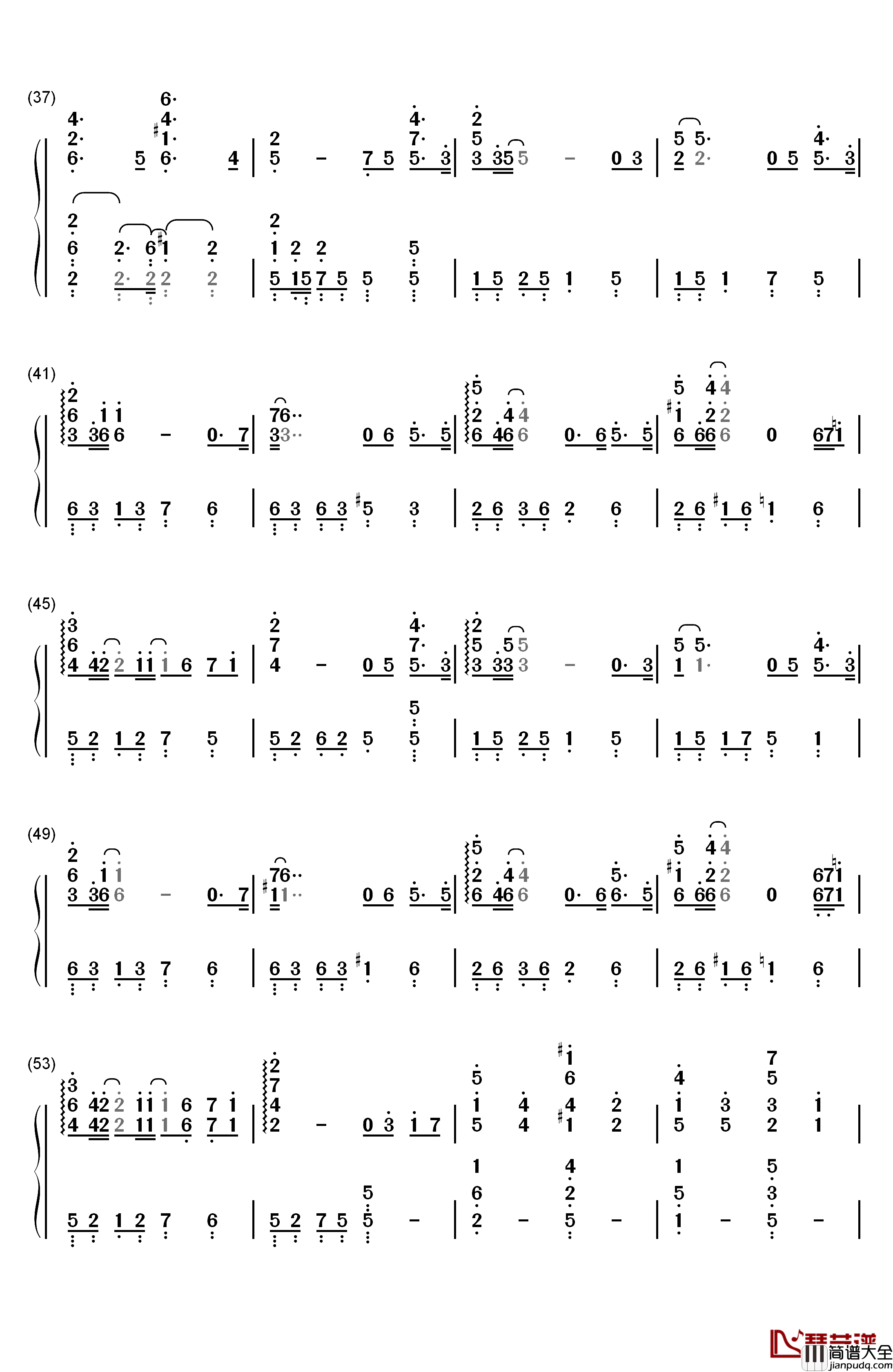 My_Destiny钢琴简谱_数字双手_Lyn