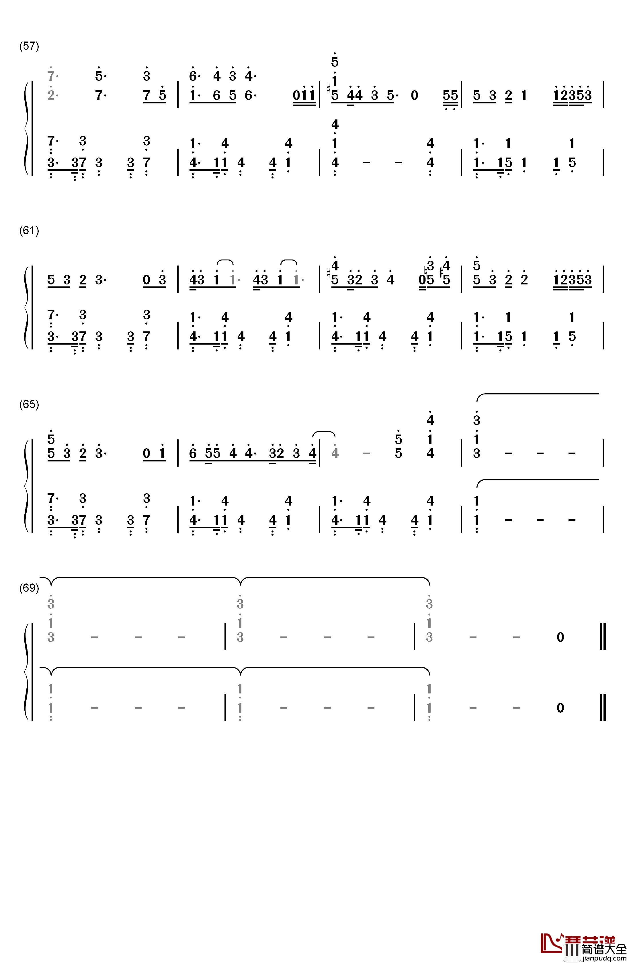 Everytime钢琴简谱_数字双手_Chen__Punch