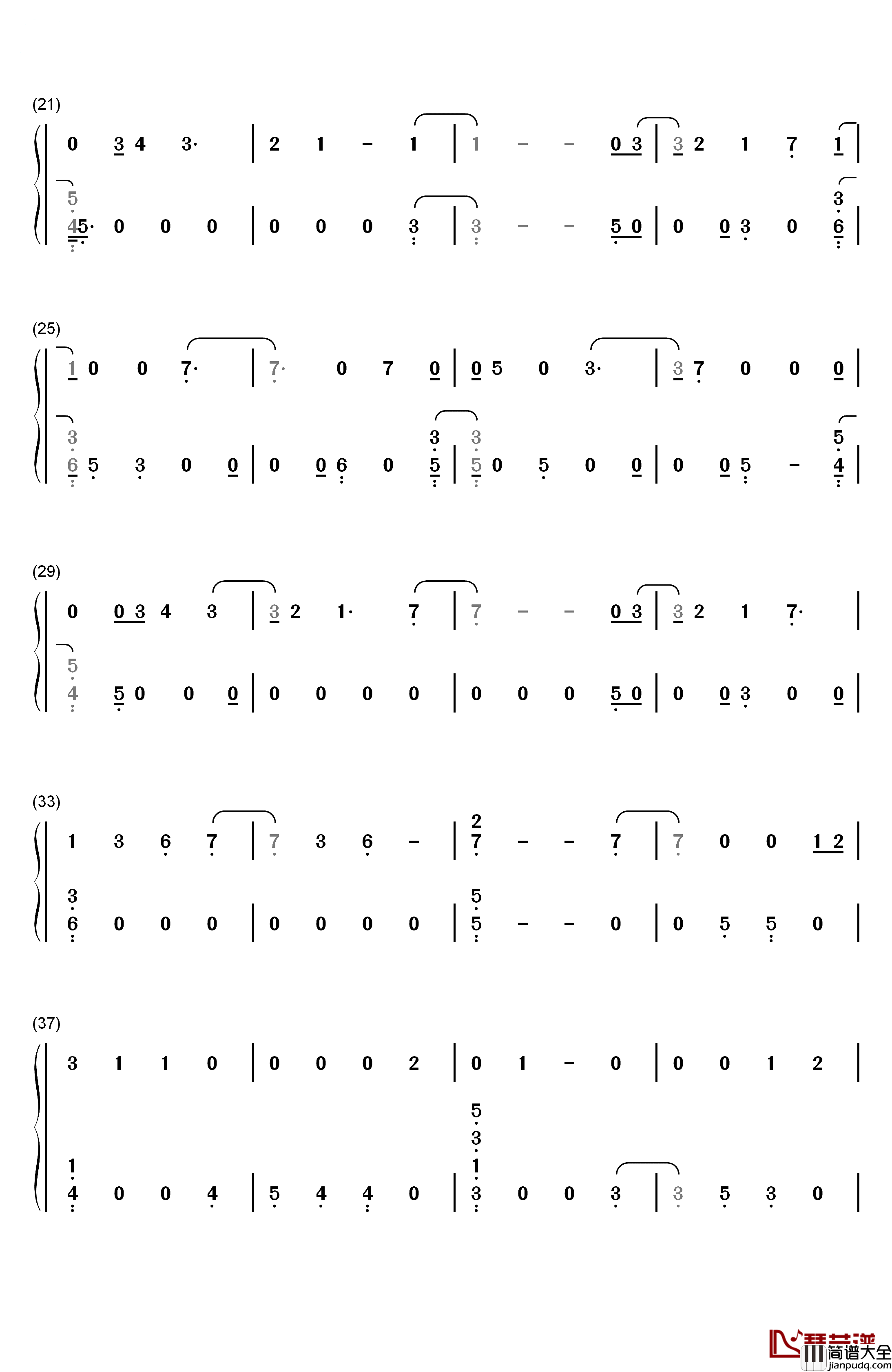 Crystal_Snow钢琴简谱_数字双手_防弹少年团