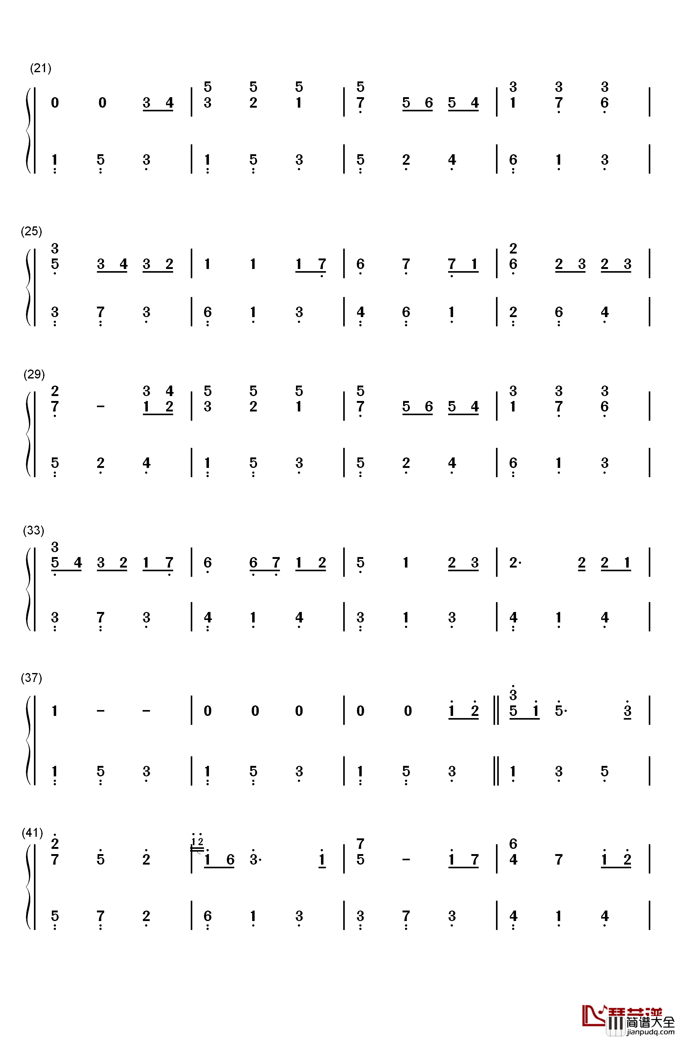 いつも何度でも钢琴简谱_数字双手_木村弓