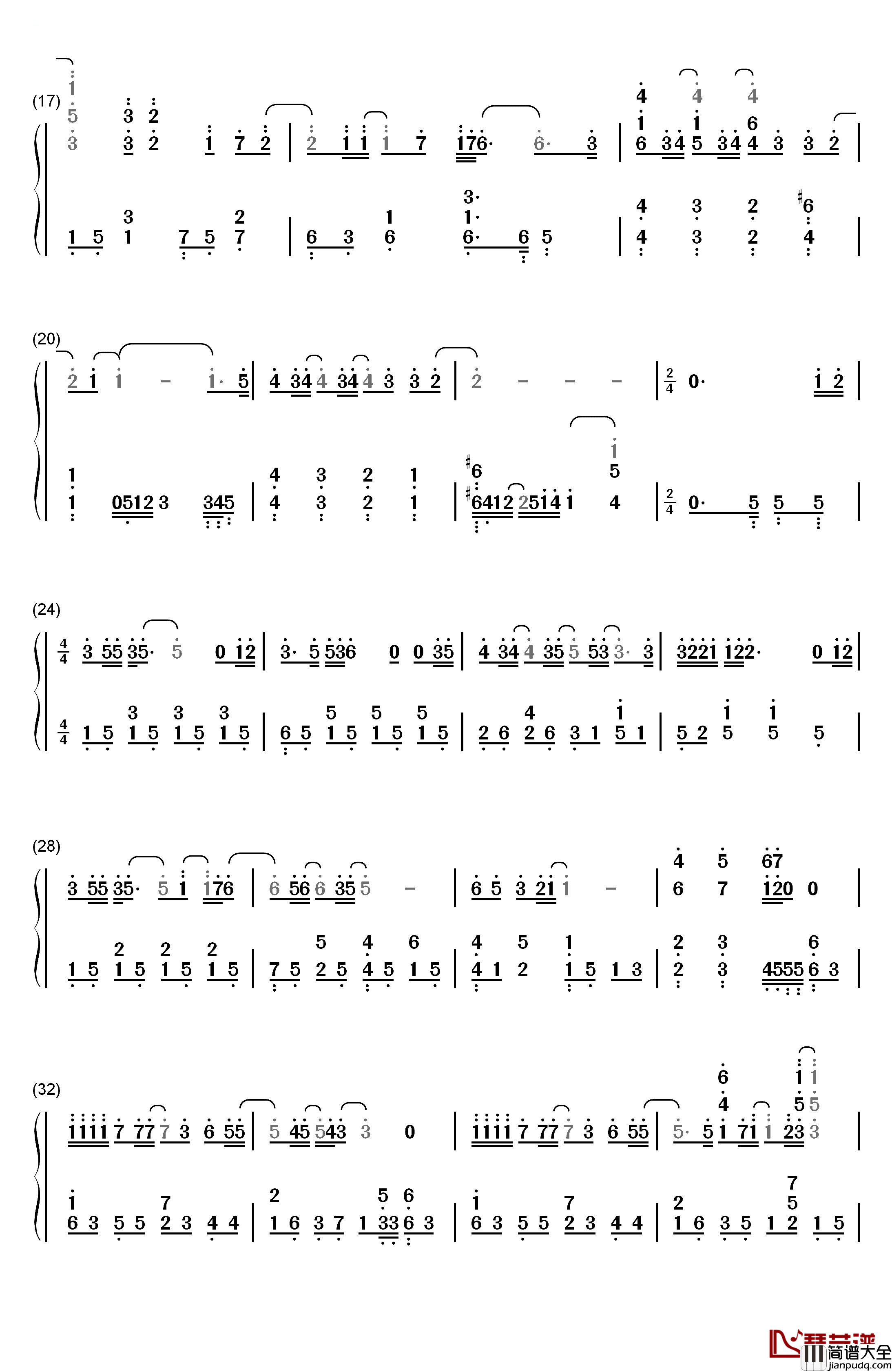 There_You'll_Be钢琴简谱_数字双手_Faith_Hill__费丝希尔