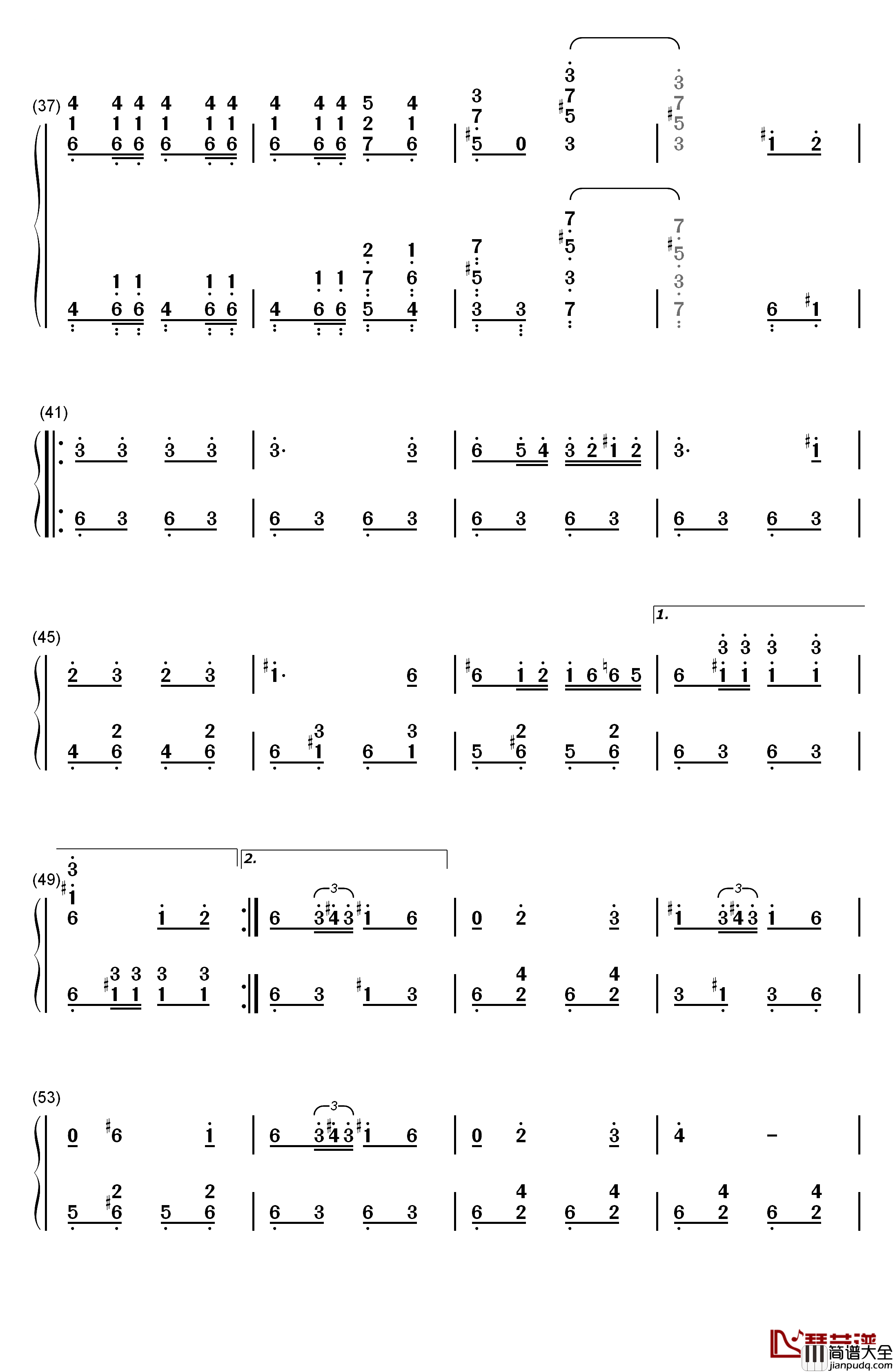 西班牙斗牛曲钢琴简谱_数字双手_未知