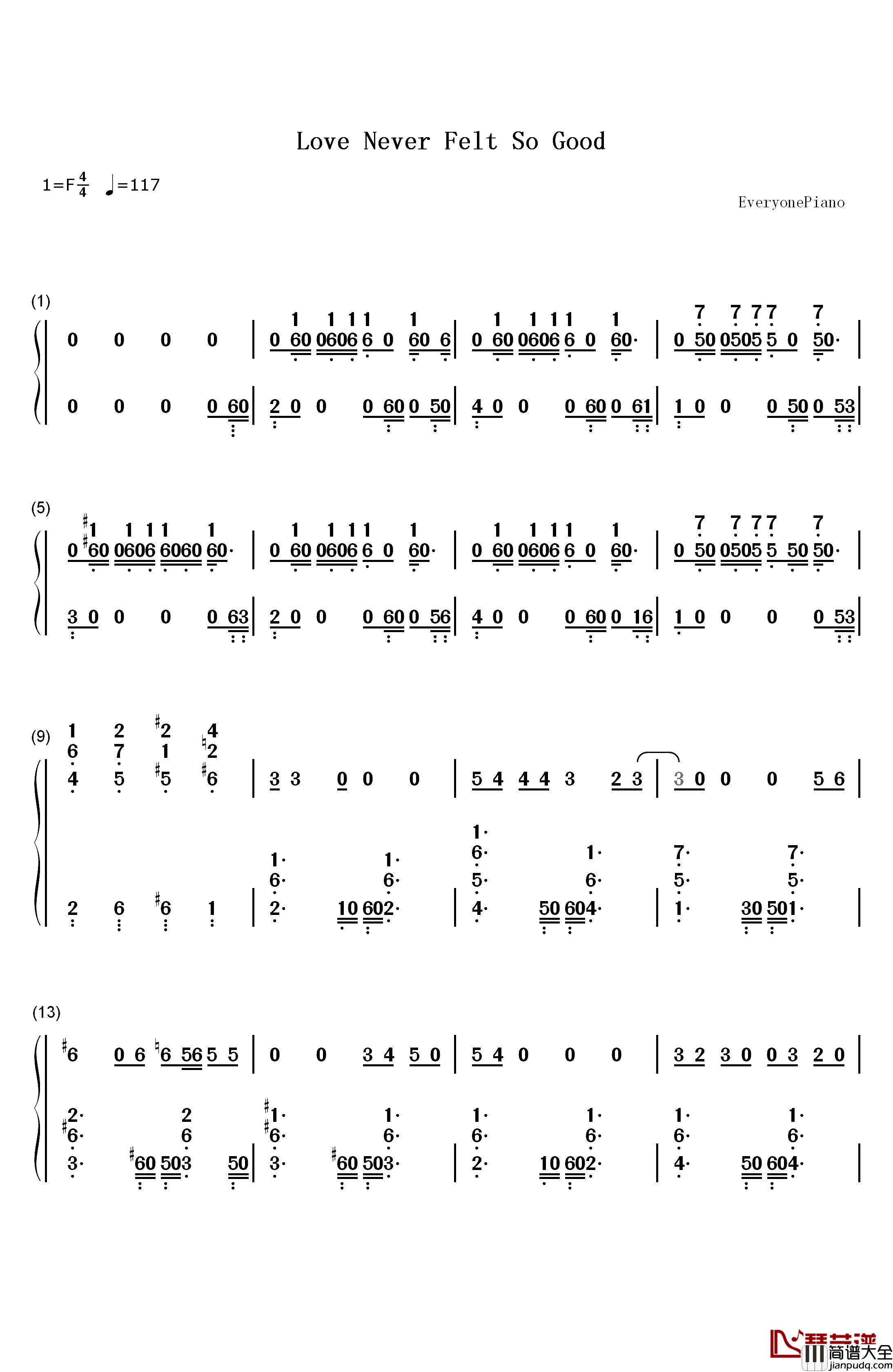 Love_Never_Felt_So_Good钢琴简谱_数字双手_Michael_Jackson