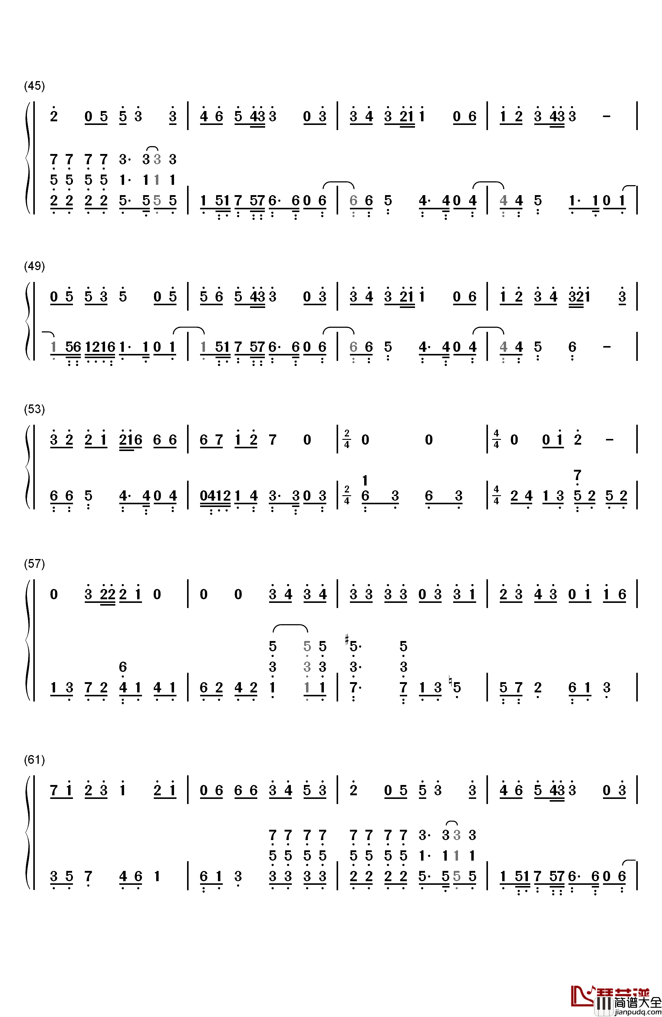 第一次爱的人钢琴简谱_数字双手_王心凌