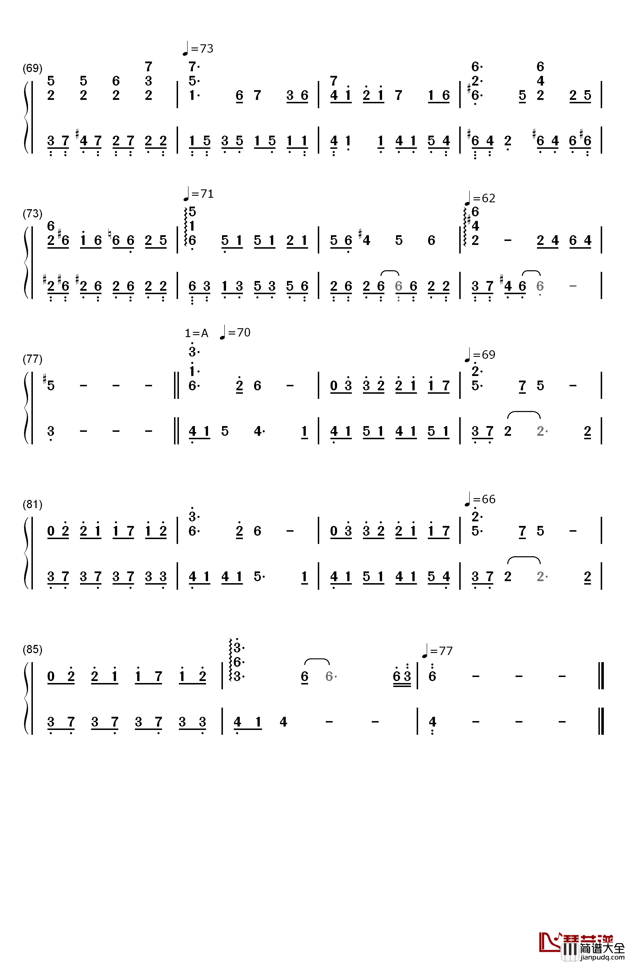 Passing_By（擦身而过）钢琴简谱_数字双手_李闰珉